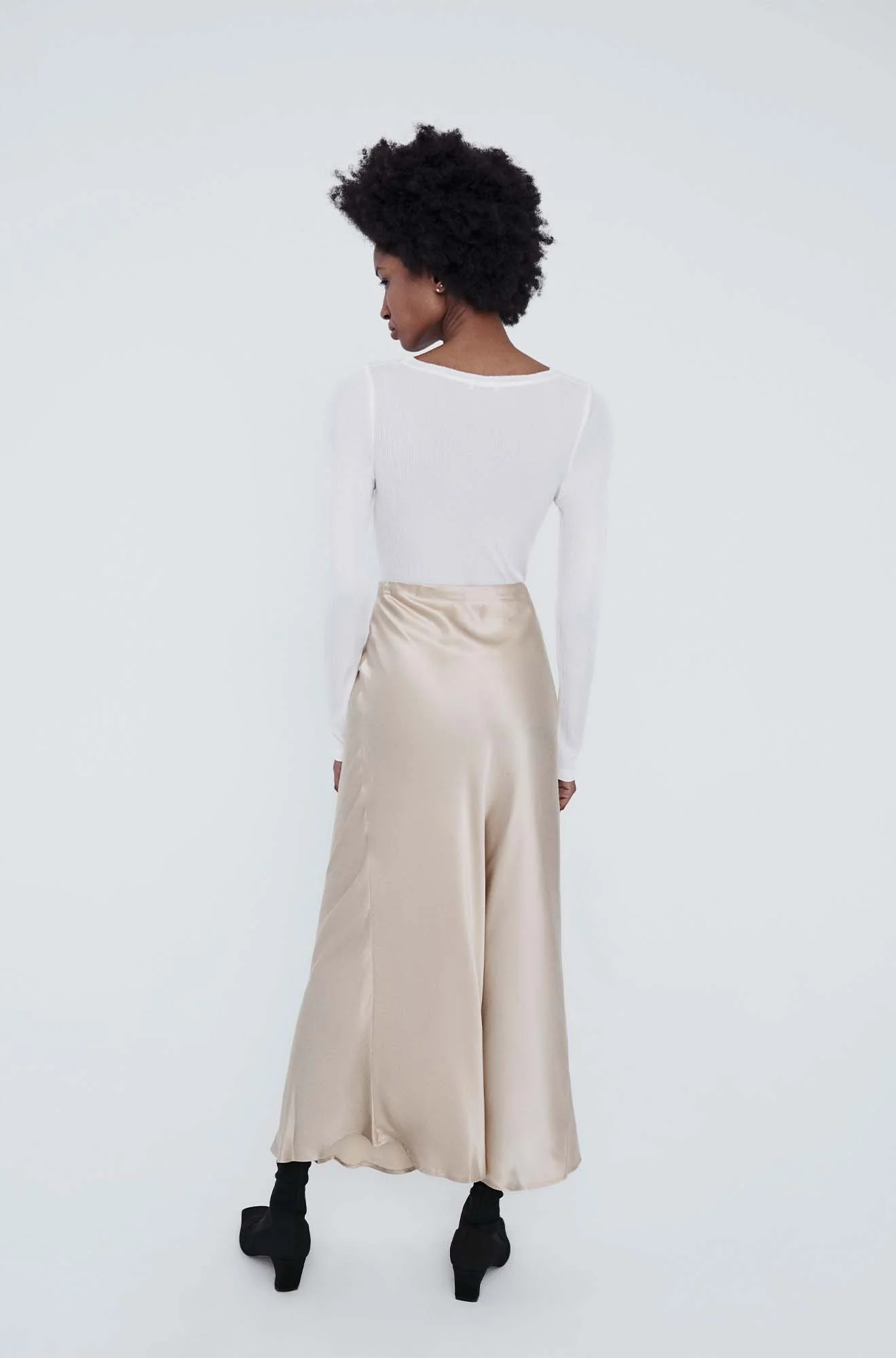 Silk Laundry LONG BIAS CUT SKIRT - HAZELNUT - Image 3