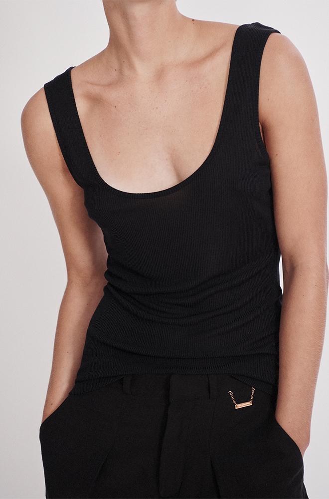 Silk Laundry RIBBED TANK - BLACK - Image 2