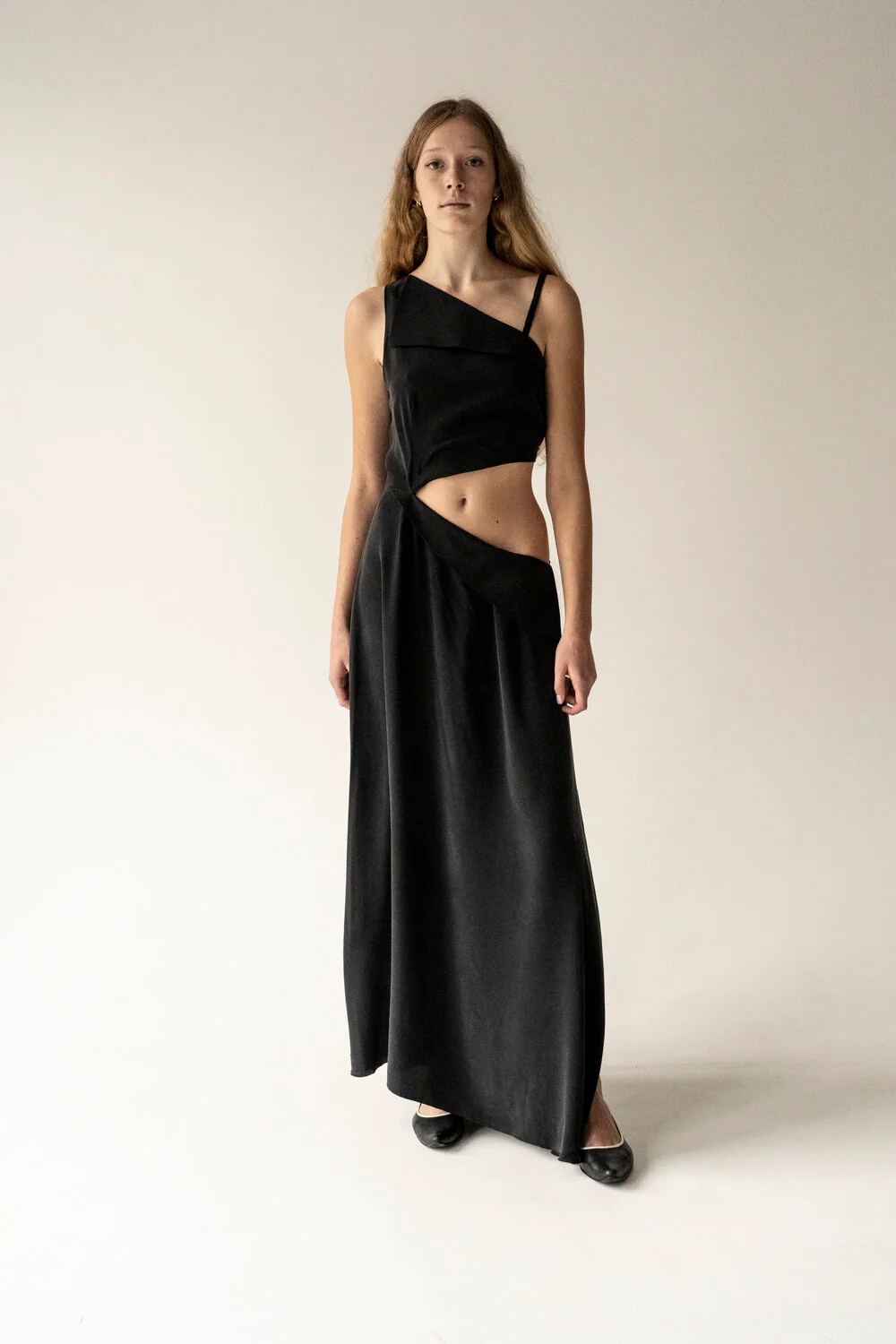 K M by L A N G E PURE SILK KATIUSHA LONG DRESS - BLACK - Image 2