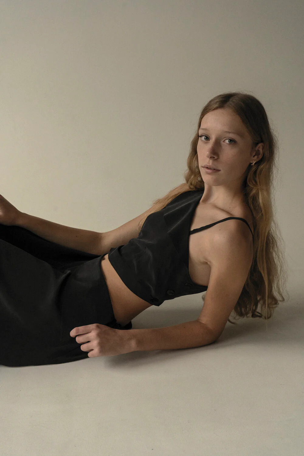 K M by L A N G E PURE SILK KATIUSHA LONG DRESS - BLACK - Image 3