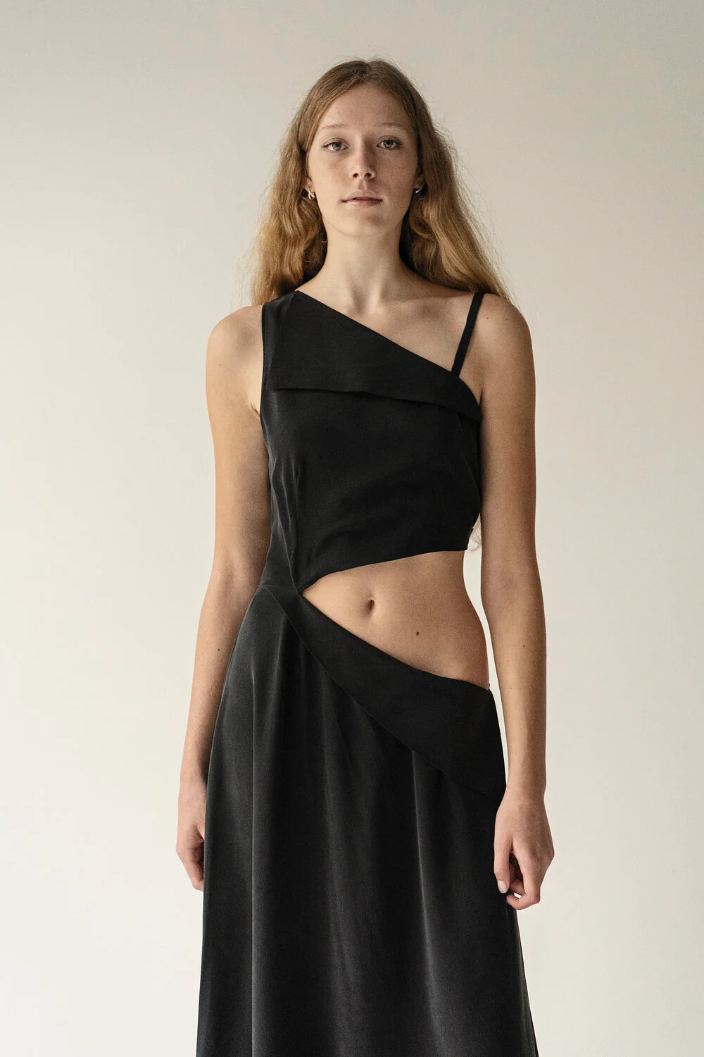 K M by L A N G E PURE SILK KATIUSHA LONG DRESS - BLACK - Image 4