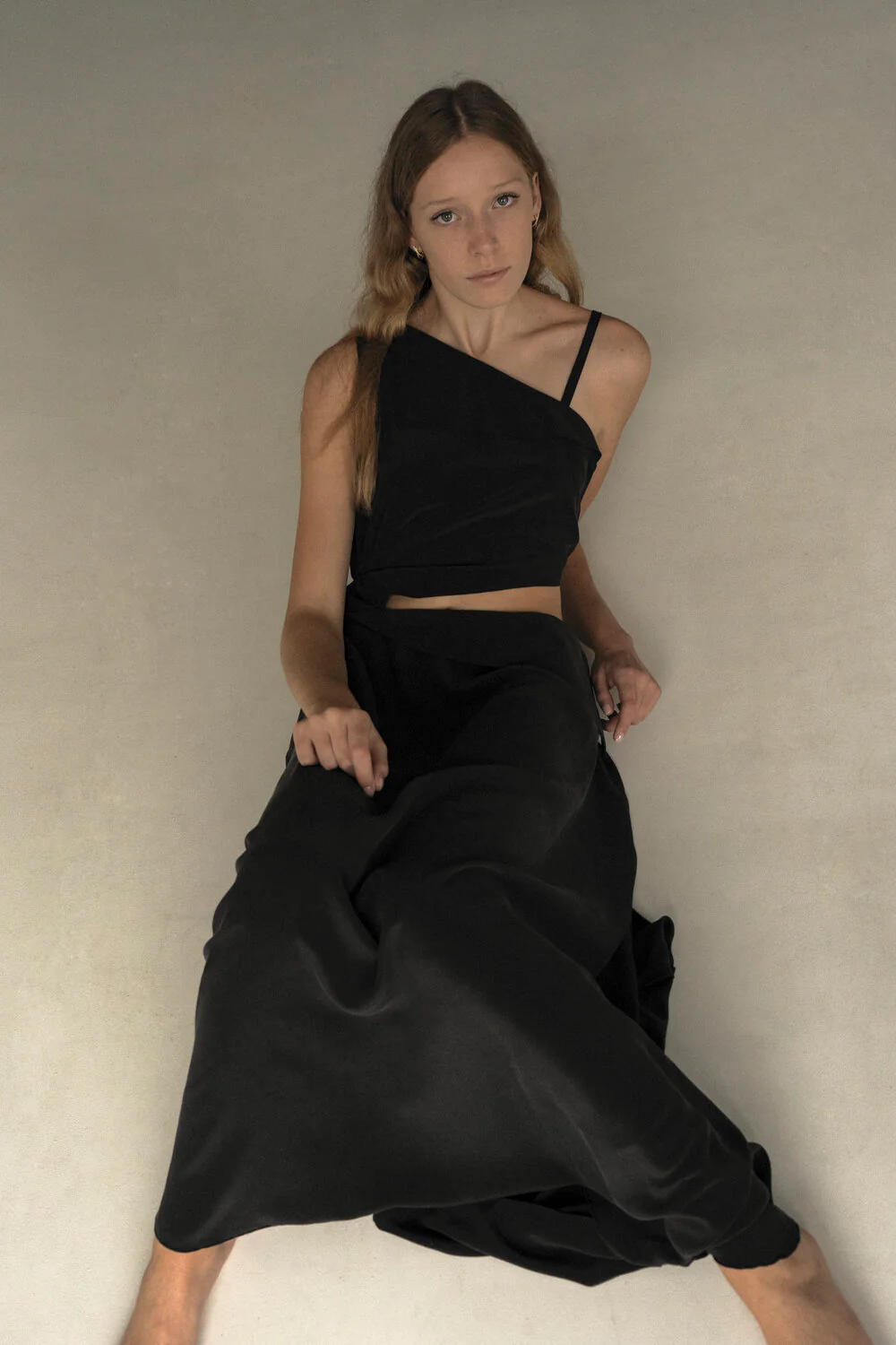 K M by L A N G E PURE SILK KATIUSHA LONG DRESS - BLACK - Image 7