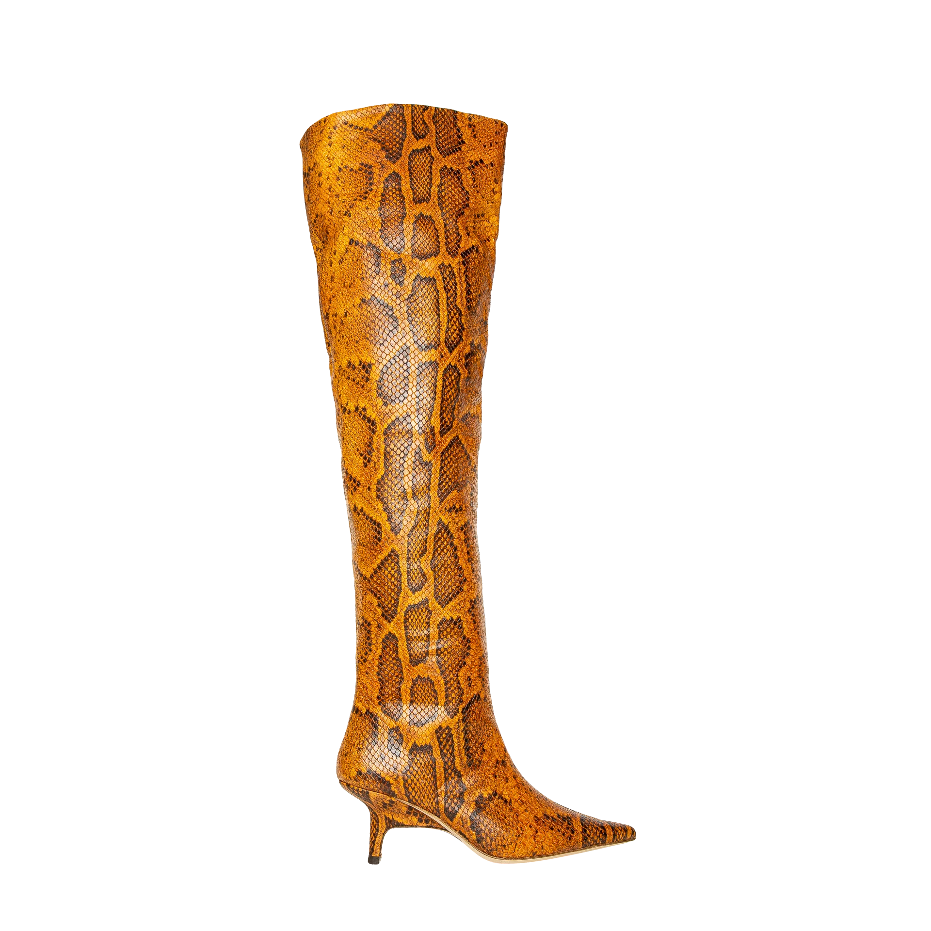 Rejina Pyo Ashley Leather Python-Effect Boot - Orange - Image 2