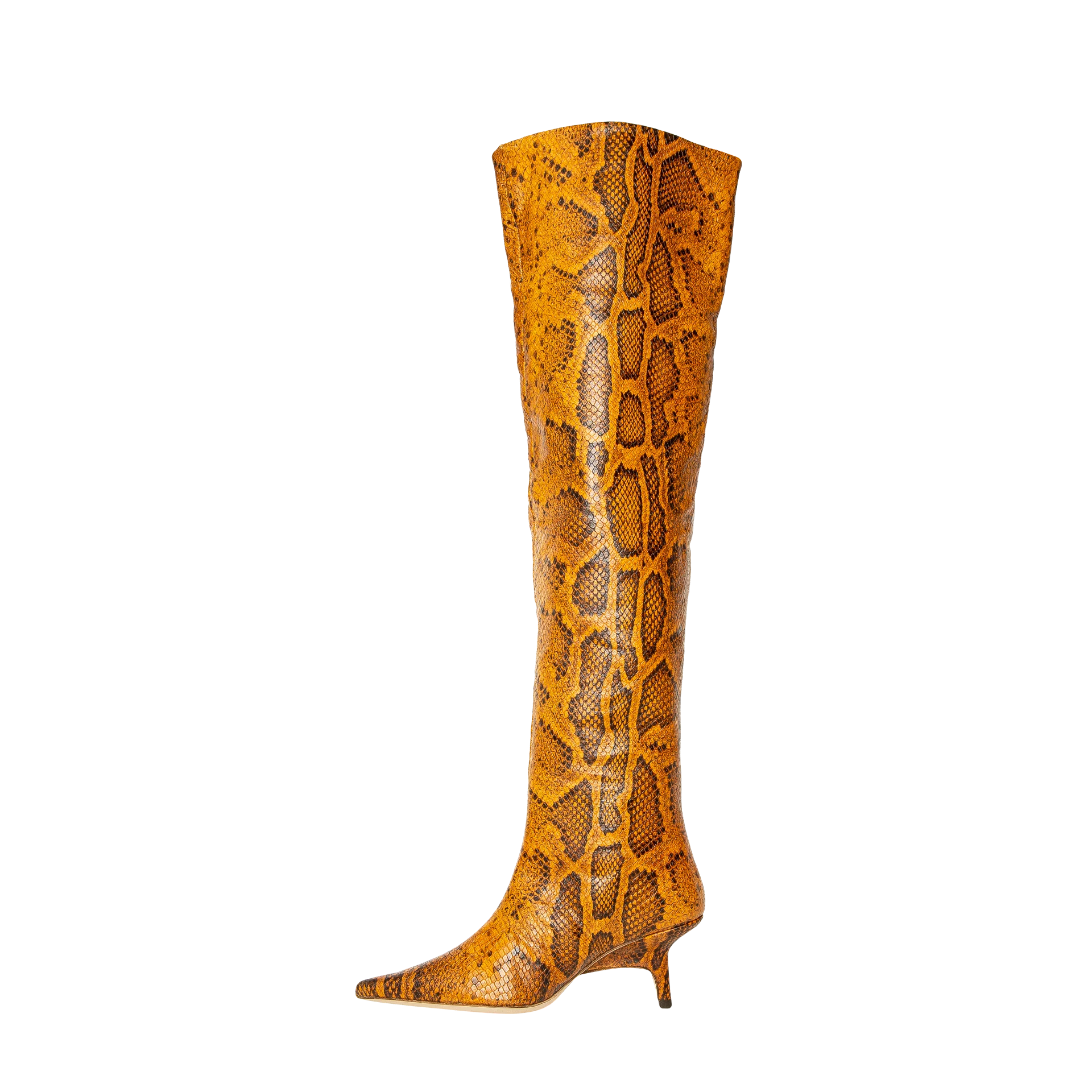 Rejina Pyo Ashley Leather Python-Effect Boot - Orange - Image 3