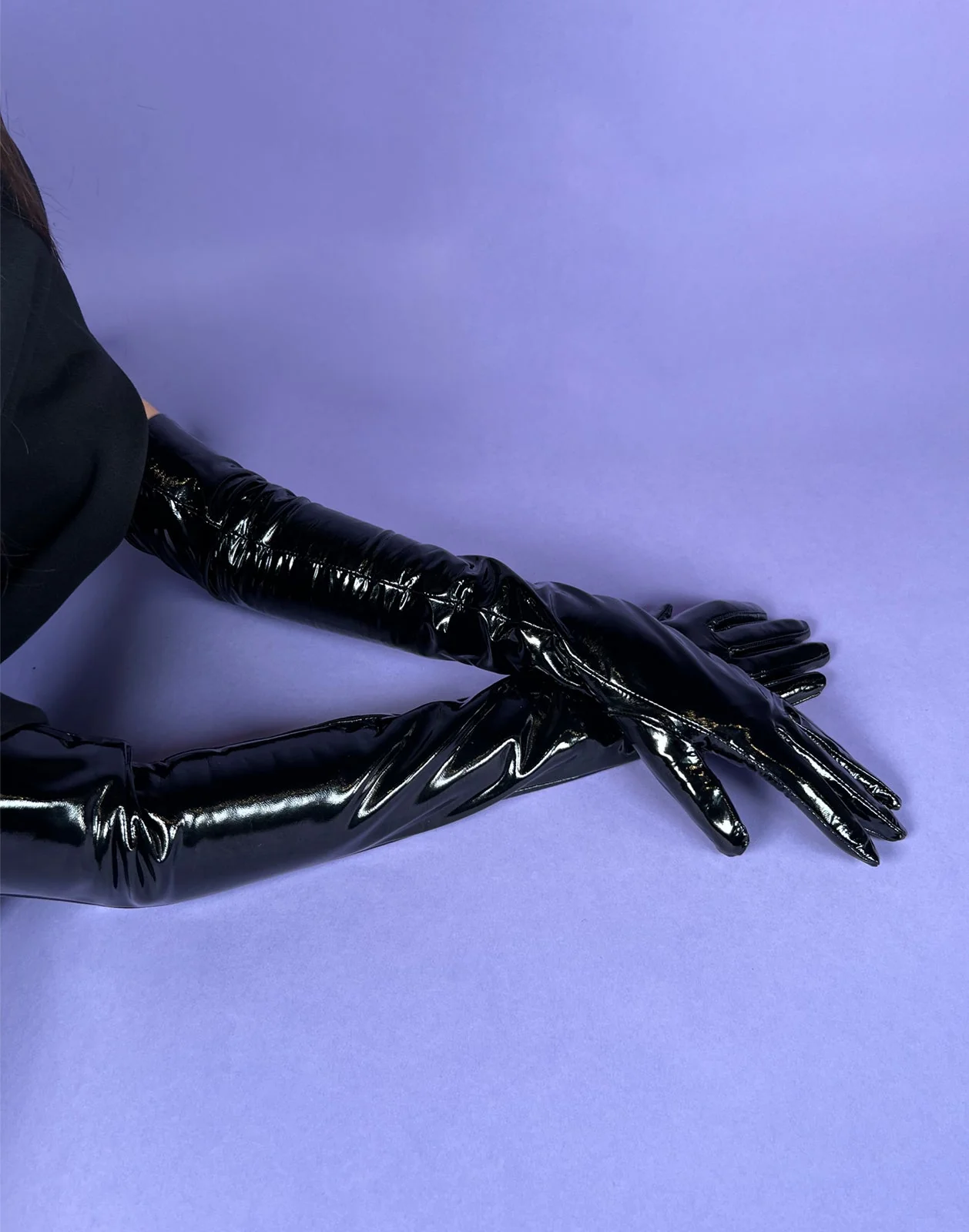 Cynthia Rowley Bea Long Patent Leather Gloves - Image 2