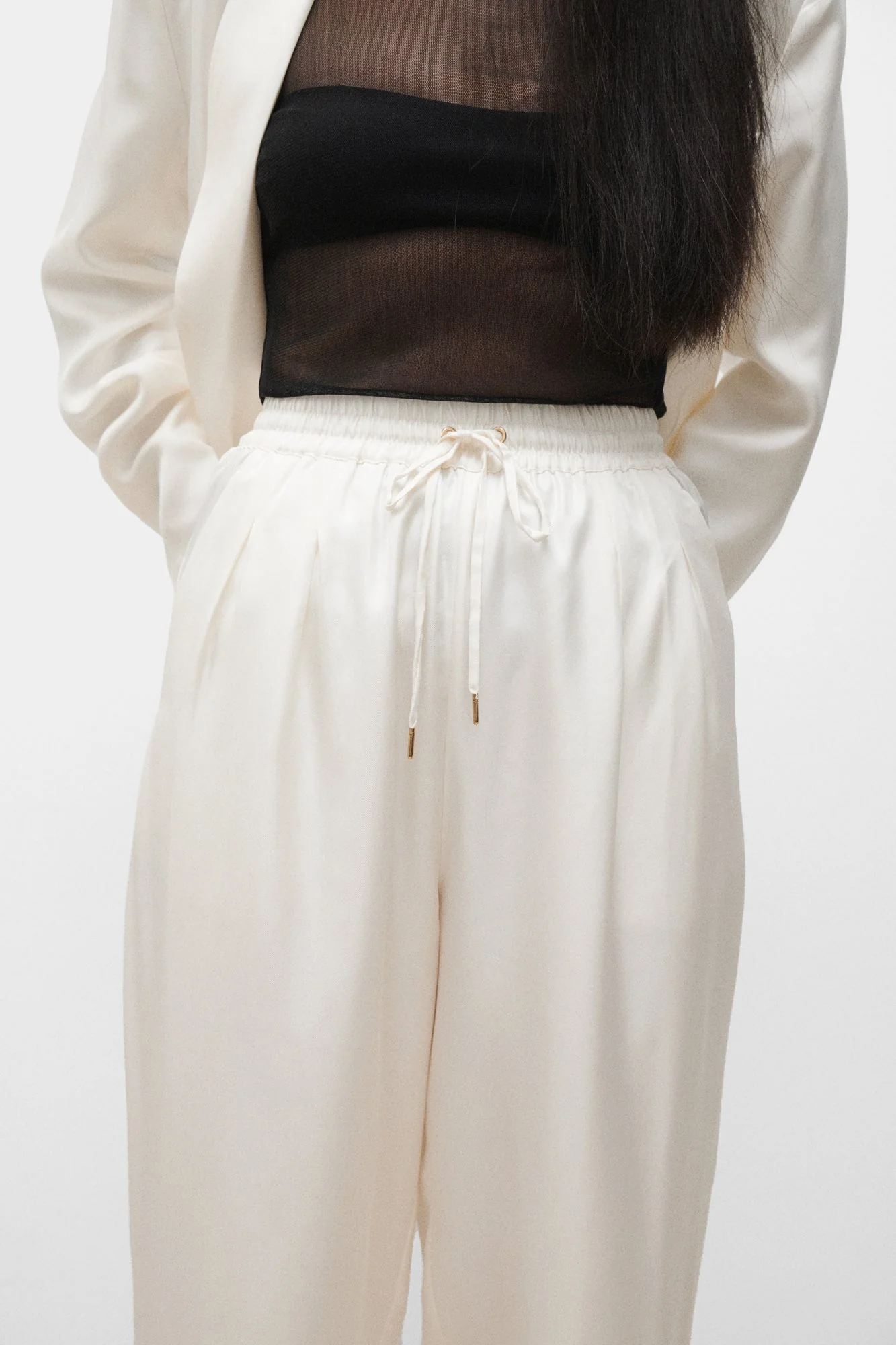 Silk Laundry TWILL SLOUCH PANTS - WHITE - Image 3