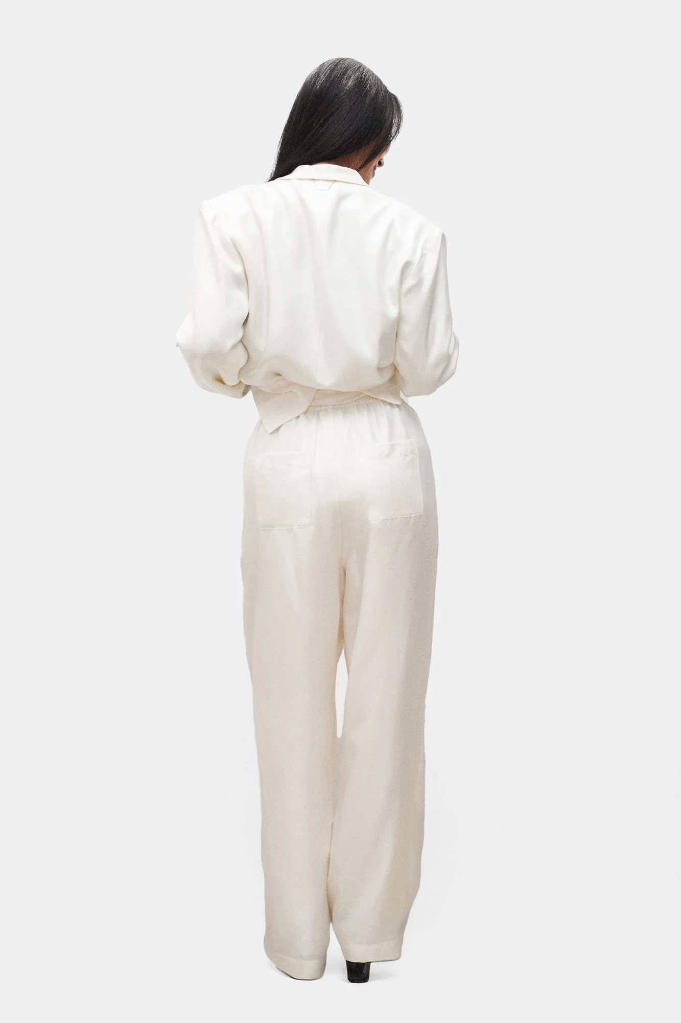 Silk Laundry TWILL SLOUCH PANTS - WHITE - Image 4