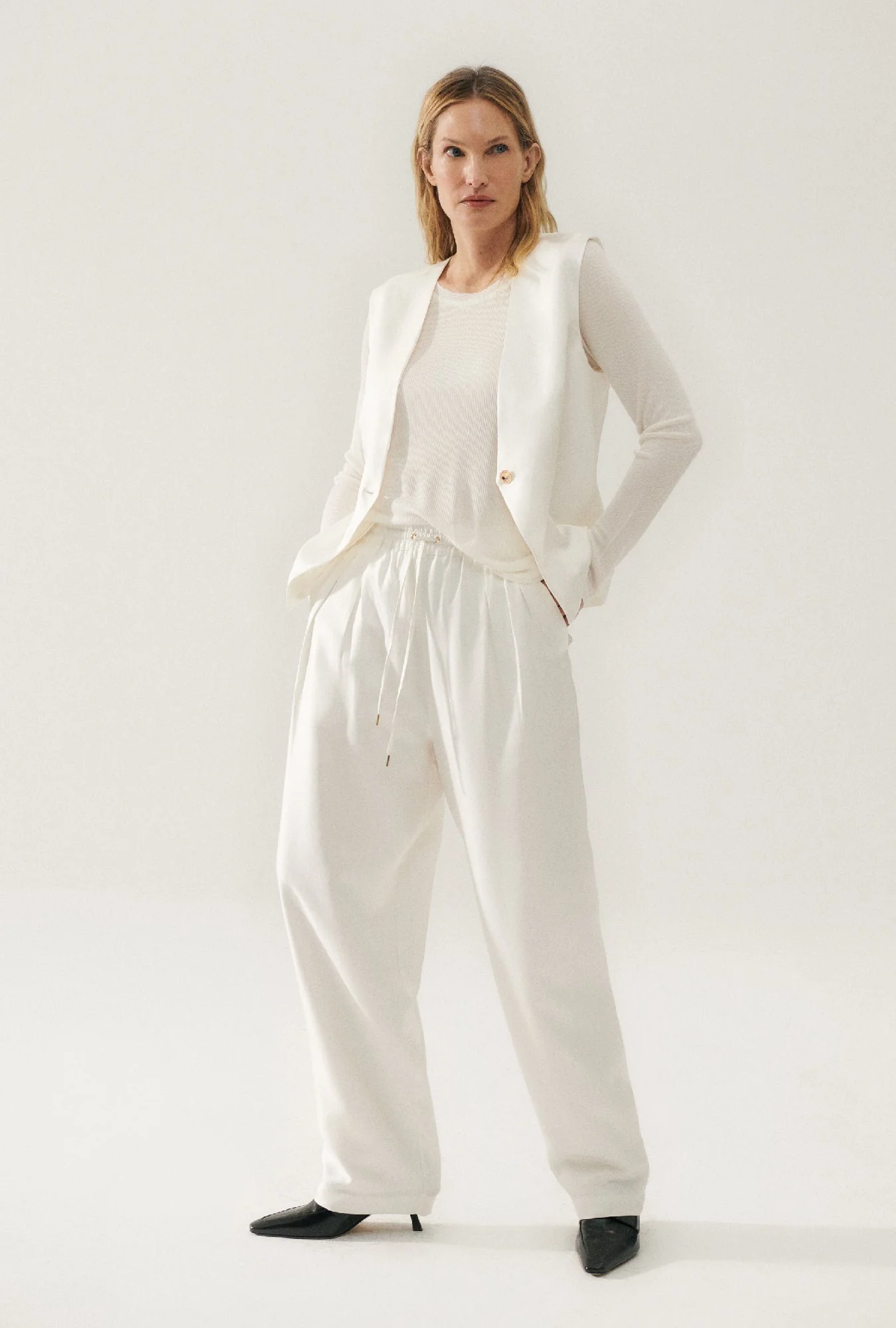 Silk Laundry TWILL SLOUCH PANTS - WHITE - Image 7