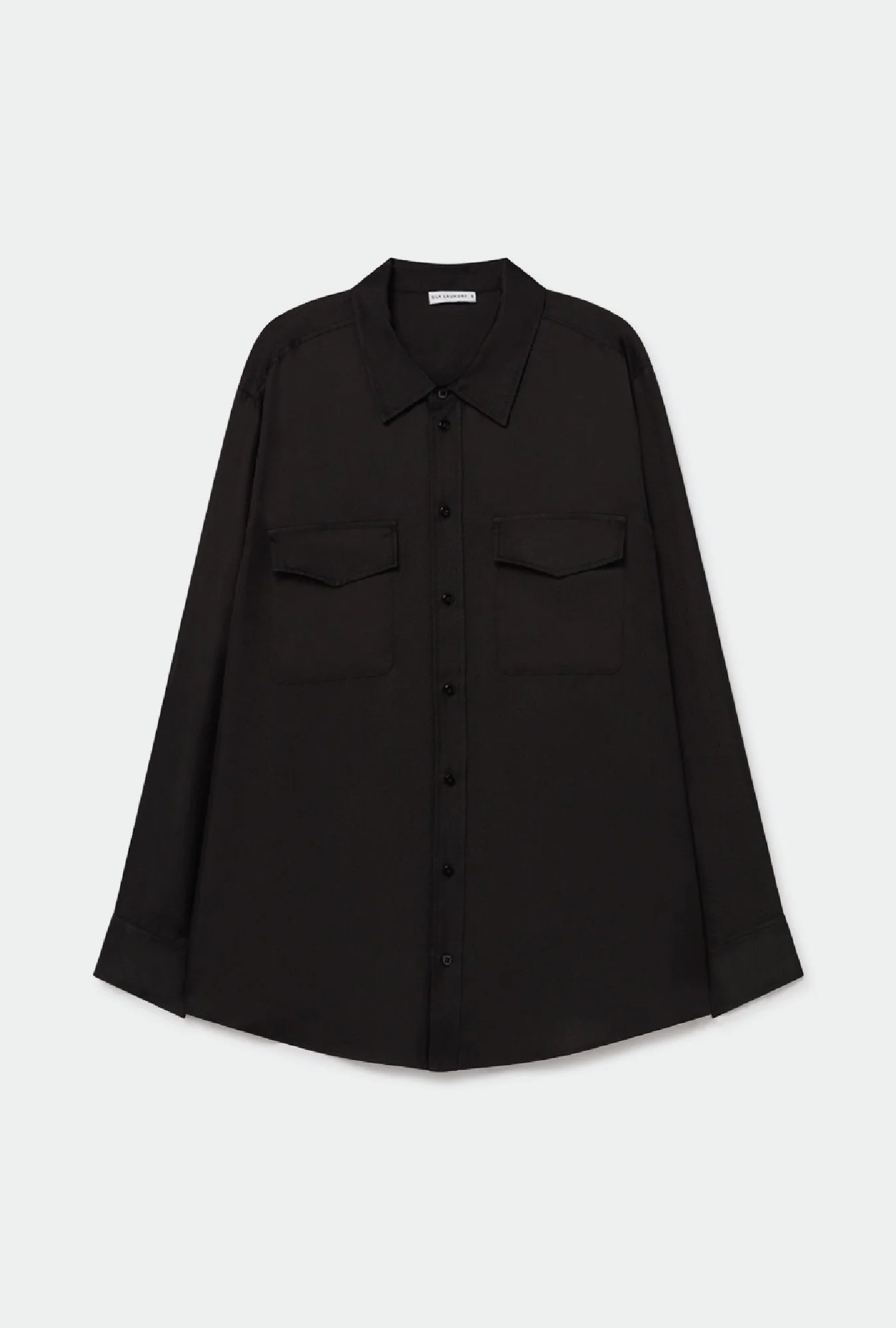 Silk Laundry Twill Boyfriend Shirt - Black - Image 2