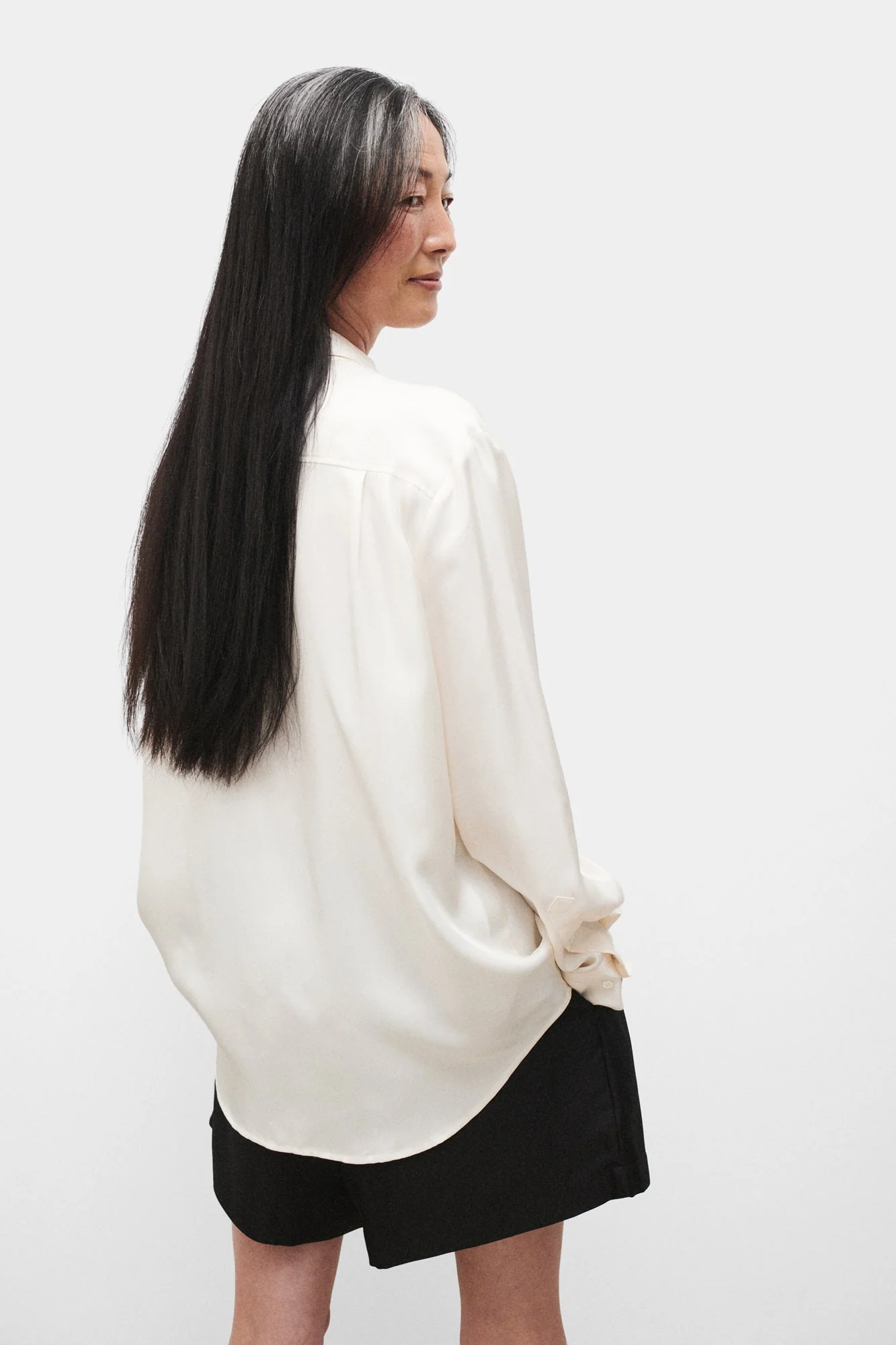 Silk Laundry Twill Boyfriend Shirt - White - Image 4