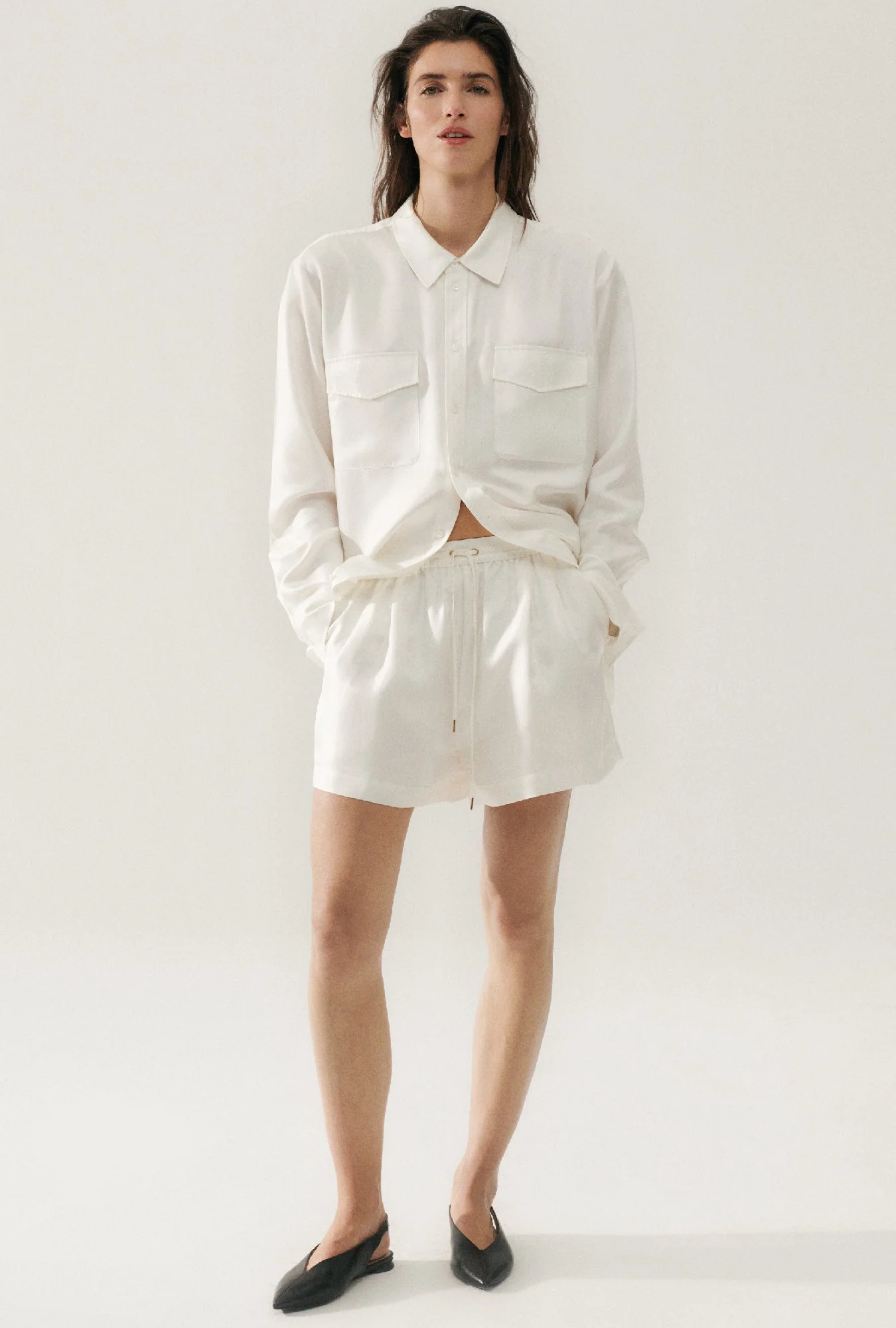 Silk Laundry Twill Boyfriend Shirt - White - Image 6