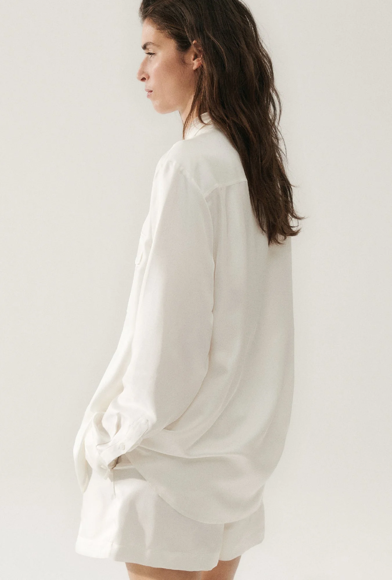Silk Laundry Twill Boyfriend Shirt - White - Image 8