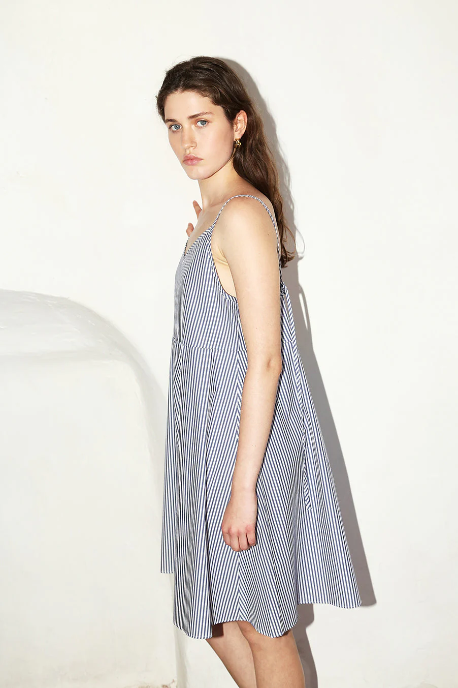 Datura Blue Striped Mini Slip Dress - Blue Striped - Image 3