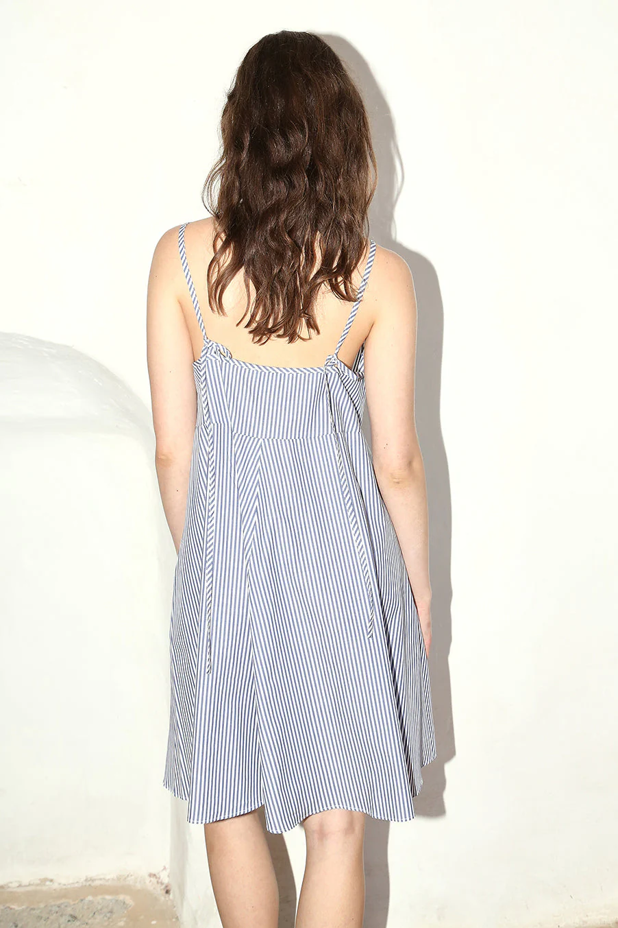 Datura Blue Striped Mini Slip Dress - Blue Striped - Image 4