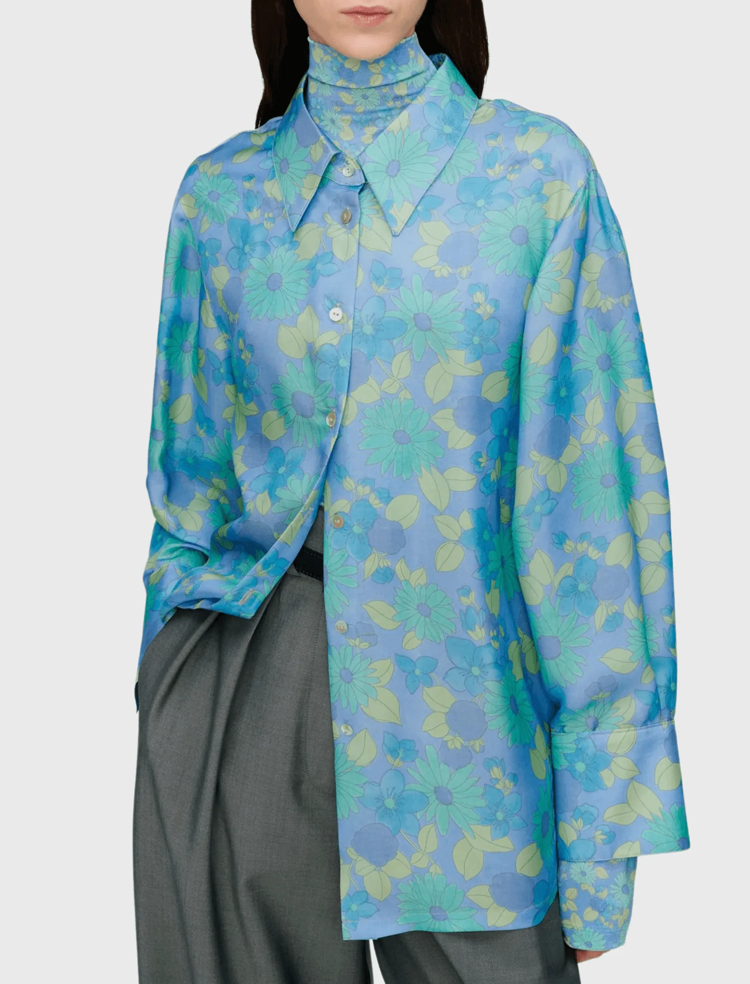 Róhe Oversized Luccio Blouse - Watercolour Flower - Image 2