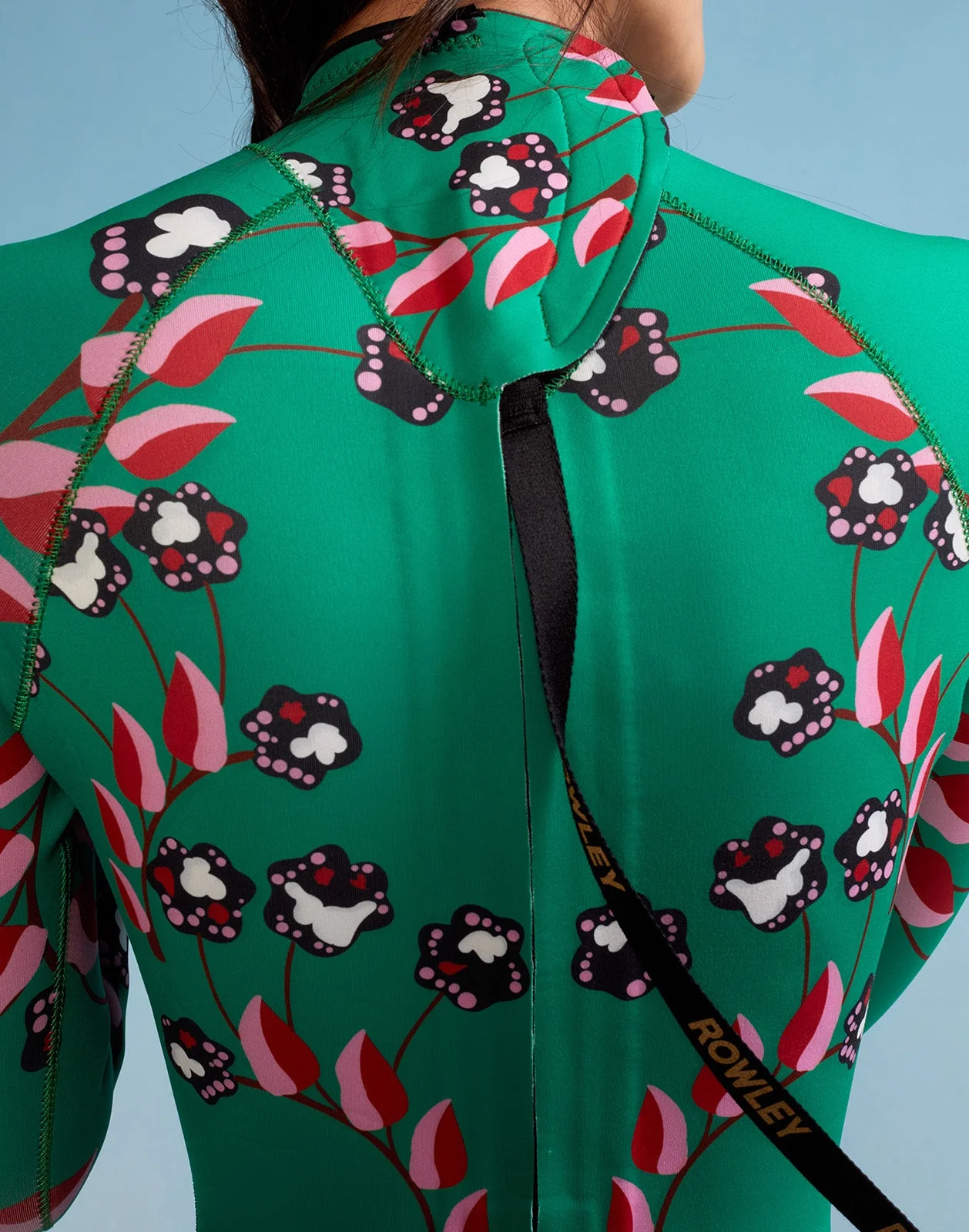 Vine Floral High Cut Wetsuit - Green Vine Floral - Image 7