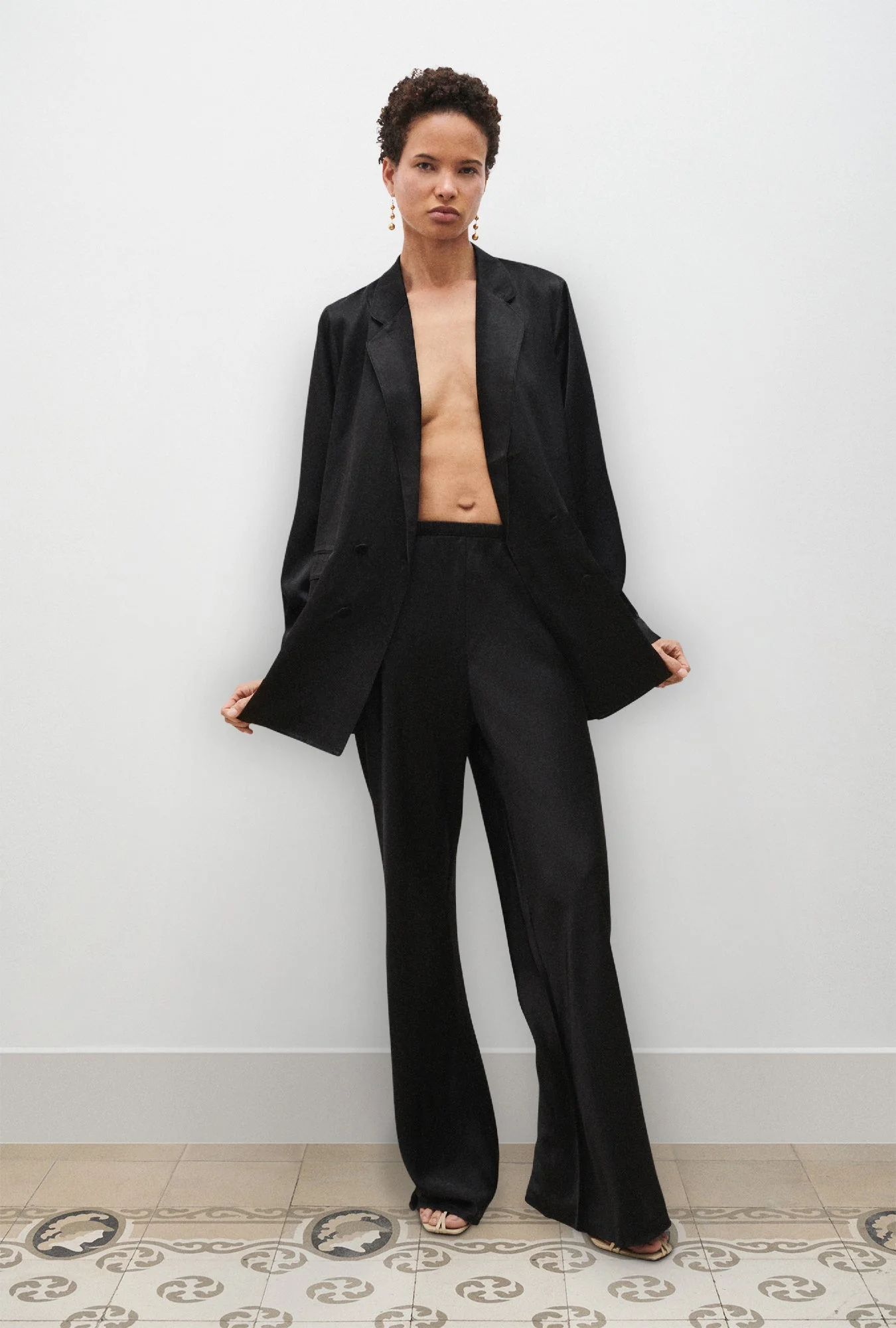 Silk Laundry Bias Cut Pants - Black - Image 2