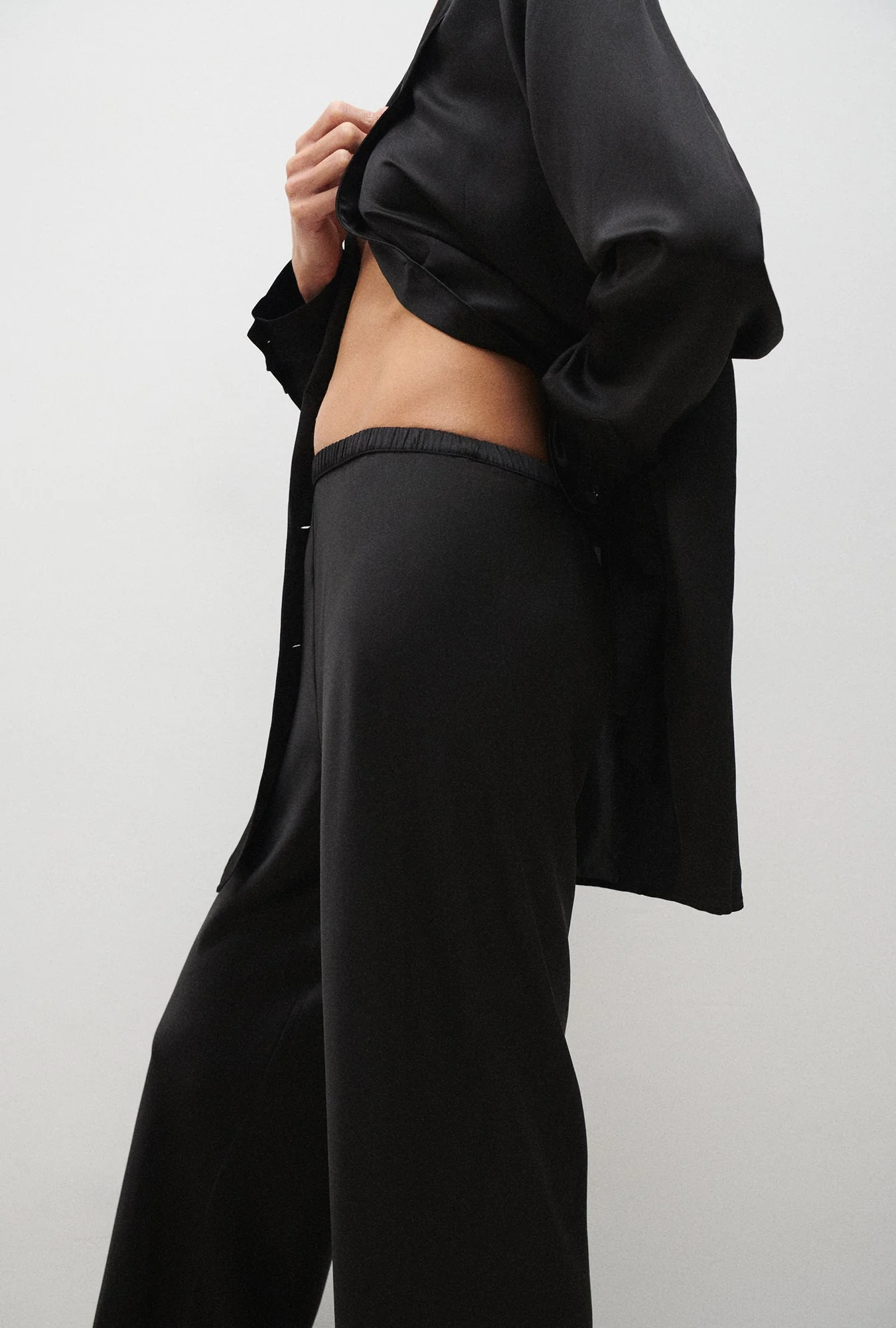 Silk Laundry Bias Cut Pants - Black - Image 3