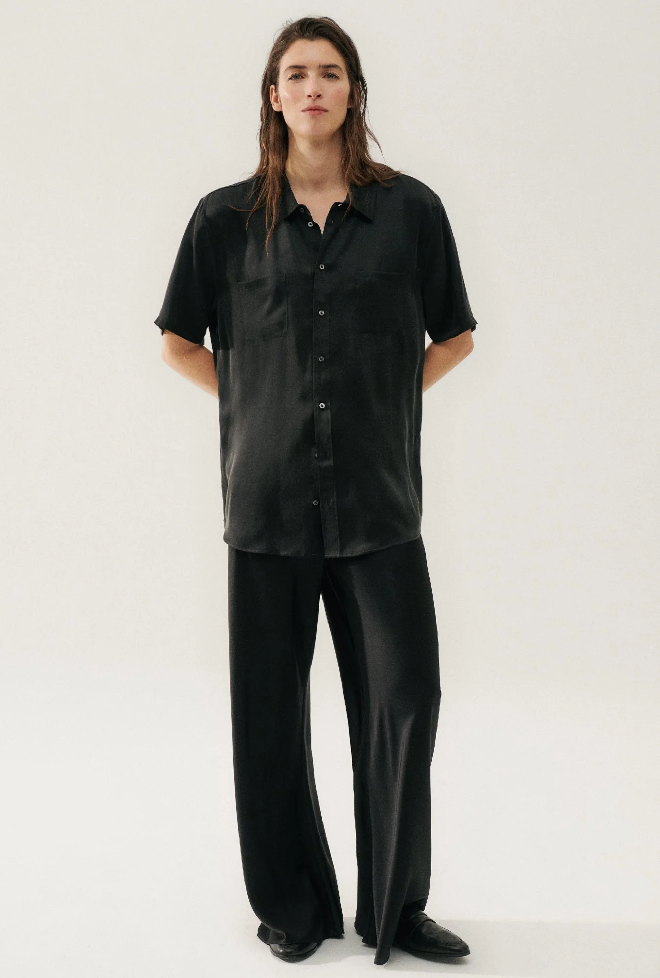 Silk Laundry Bias Cut Pants - Black - Image 5