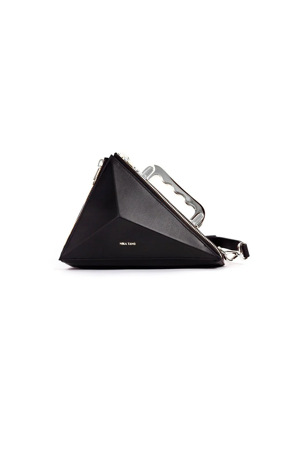 NIKA TANG Texahedron Silver Clutch Handbag - Image 4