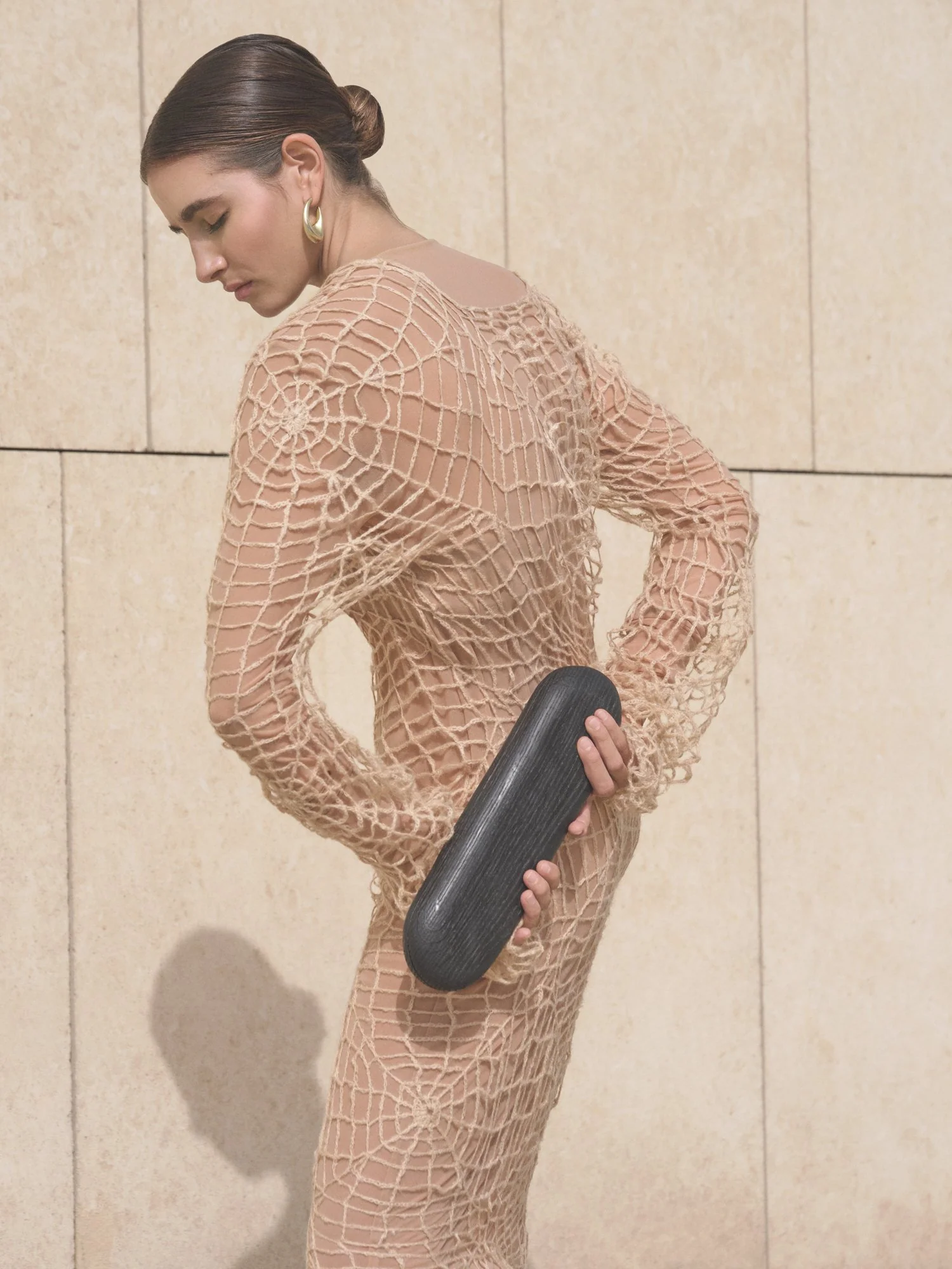 K M by L A N G E BERDIANSK SPIDERWEB MOHAIR DRESS - BEIGE - Image 10