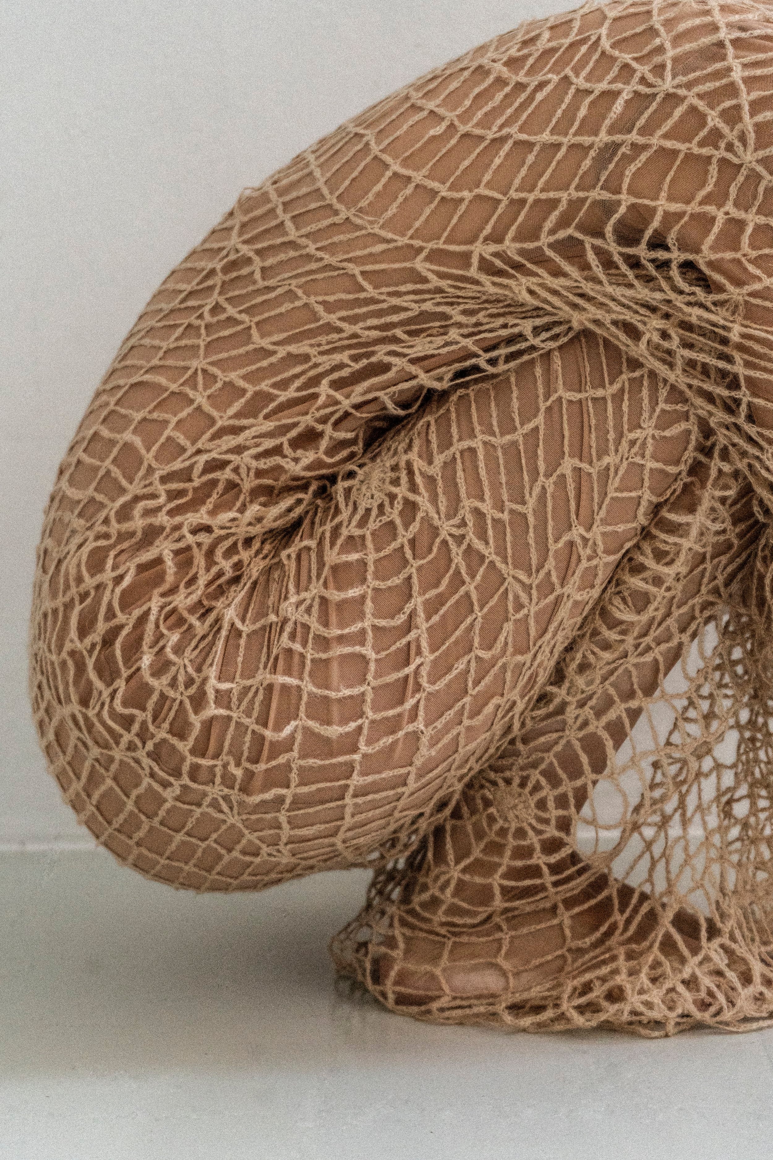 K M by L A N G E BERDIANSK SPIDERWEB MOHAIR DRESS - BEIGE - Image 4