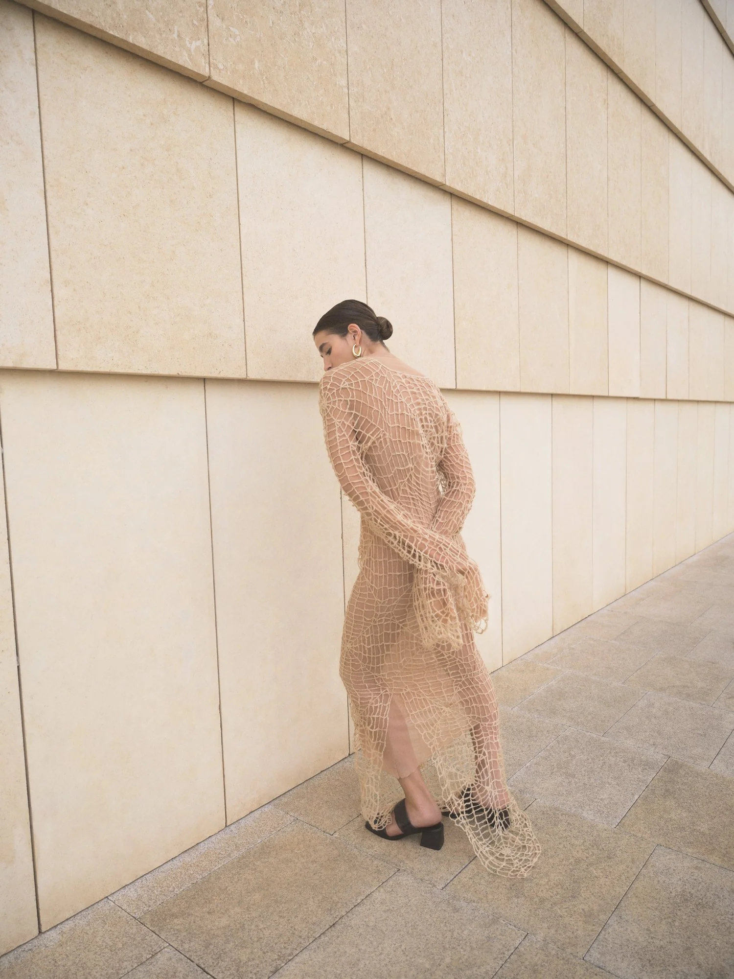 K M by L A N G E BERDIANSK SPIDERWEB MOHAIR DRESS - BEIGE - Image 8