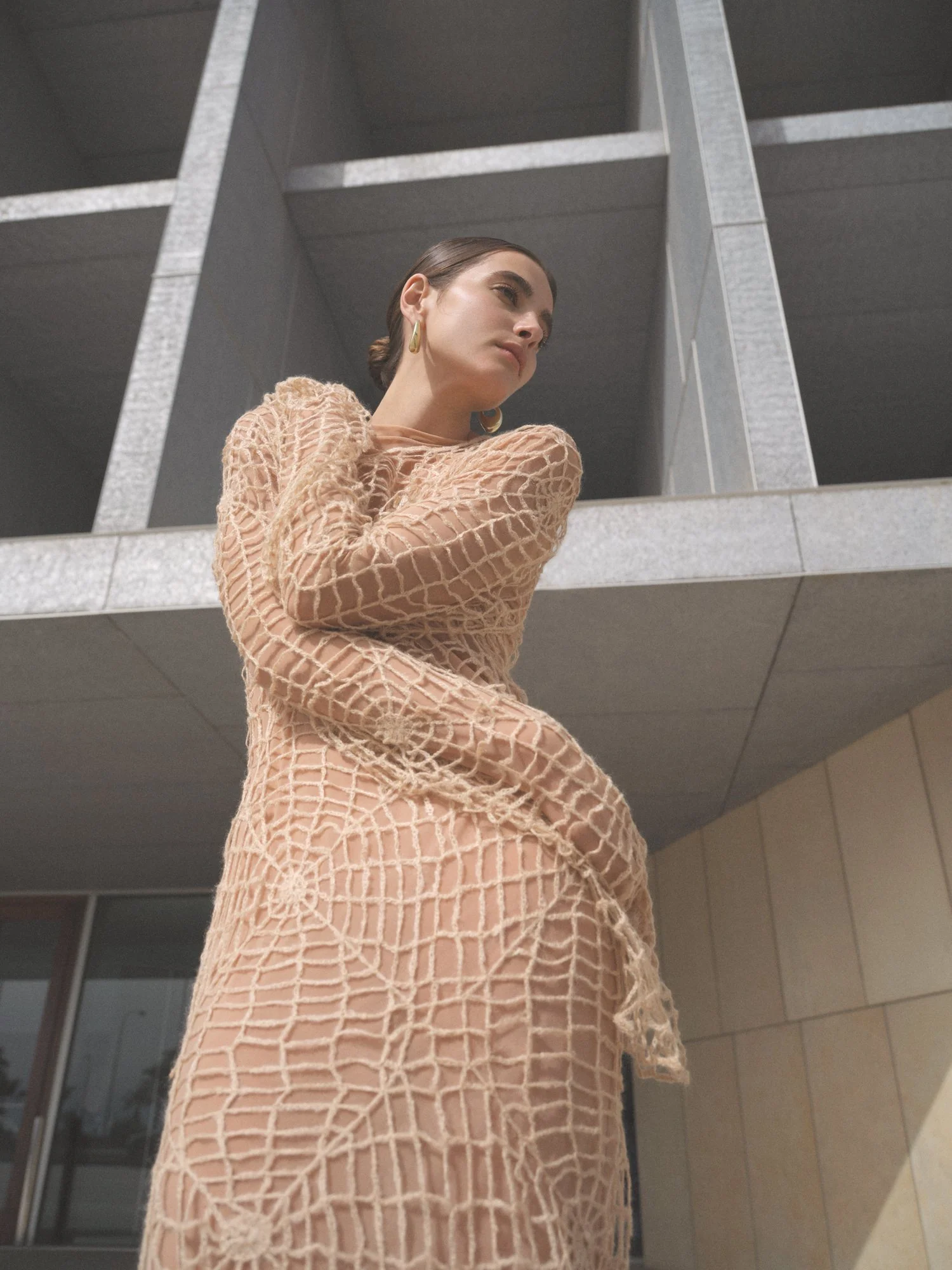 K M by L A N G E BERDIANSK SPIDERWEB MOHAIR DRESS - BEIGE - Image 9