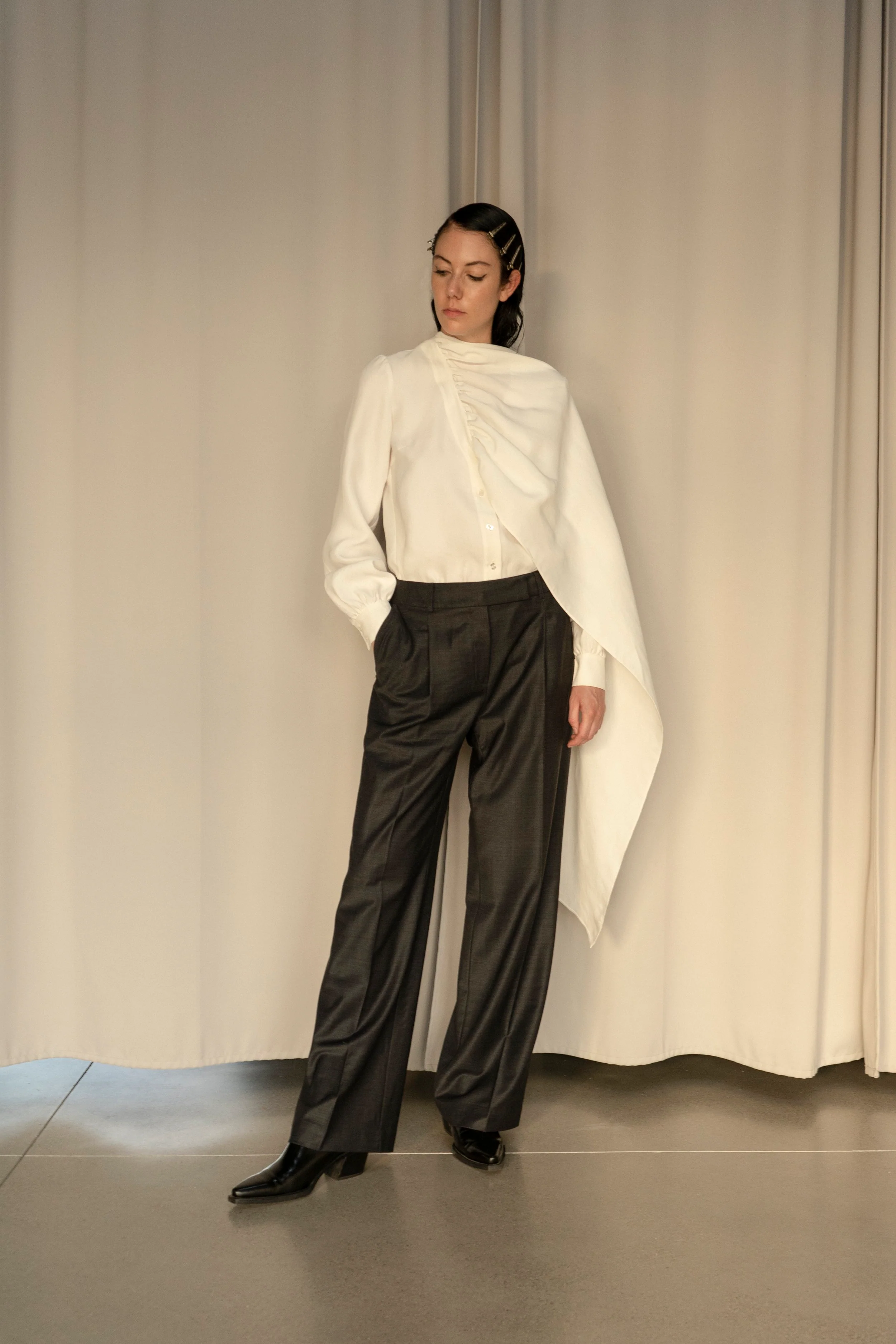 K M by L A N G E Dnipro Long Tie Blouse - White - Image 3