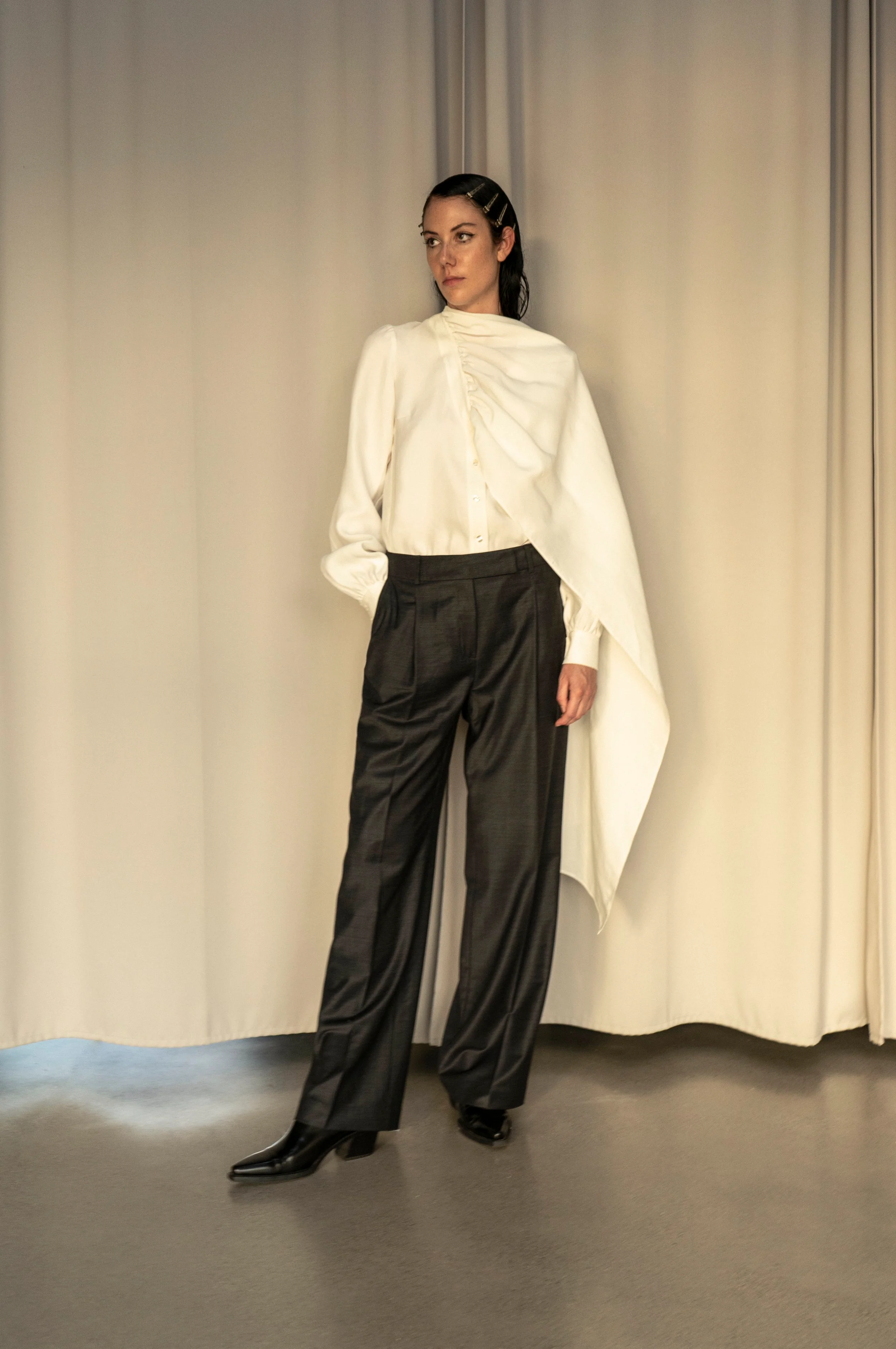 K M by L A N G E Dnipro Long Tie Blouse - White - Image 4