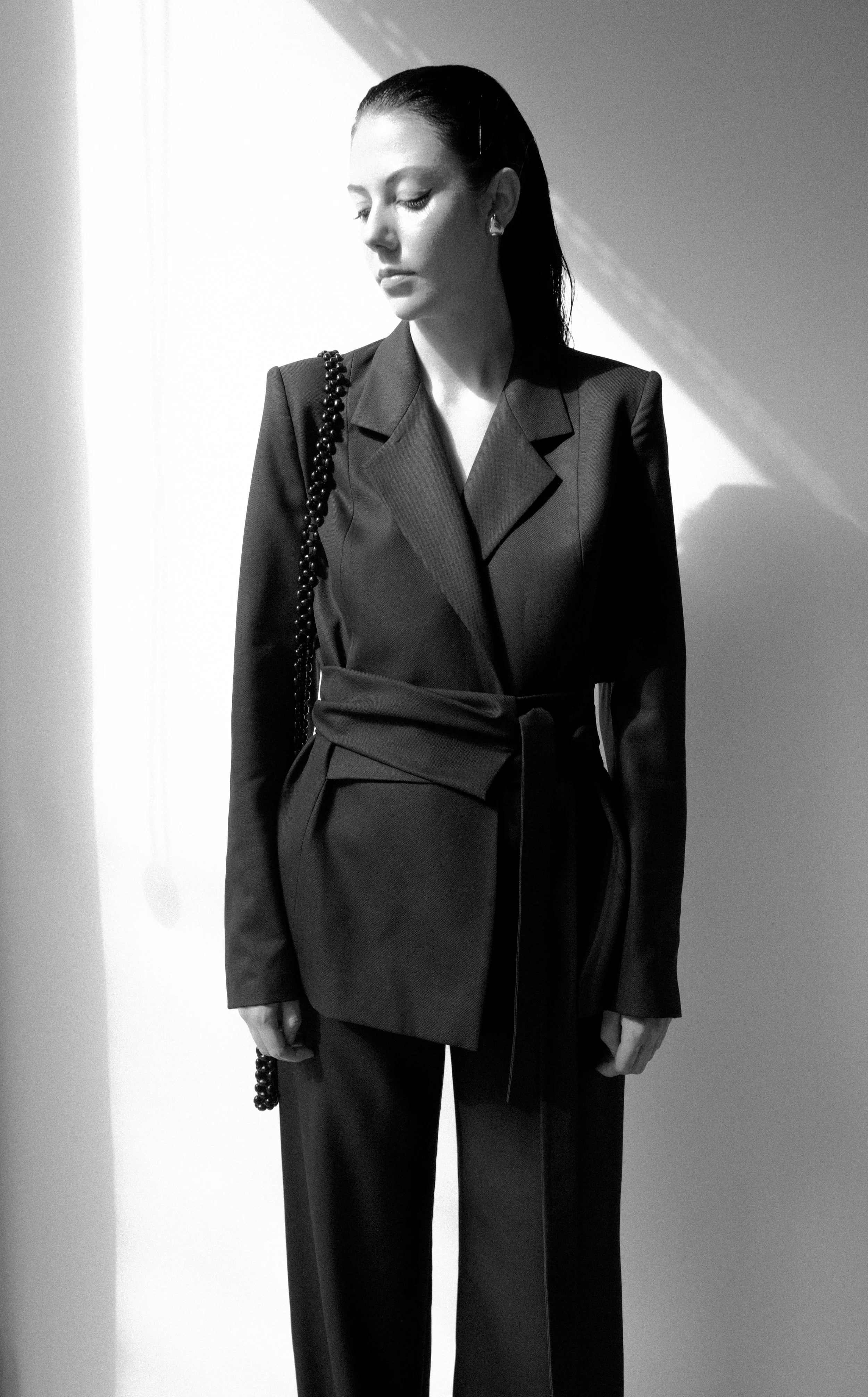 K M by L A N G E Mariupol  Wool Belt  Blazer - Black - Image 4