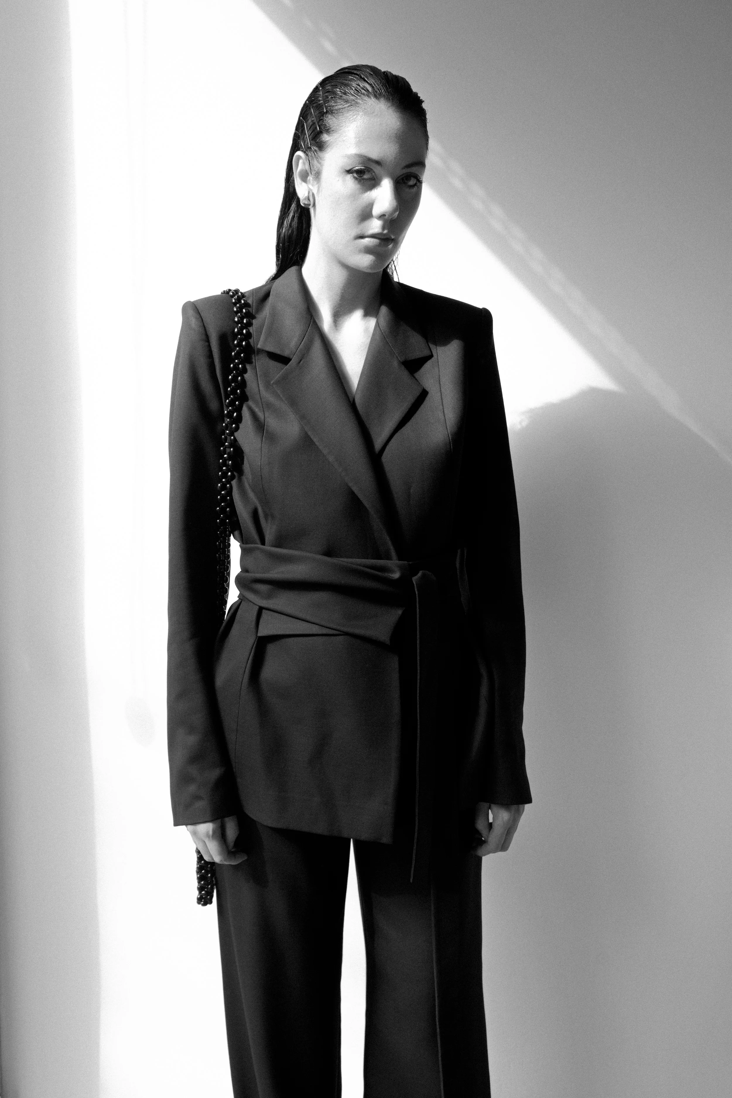 K M by L A N G E Mariupol  Wool Belt  Blazer - Black - Image 7