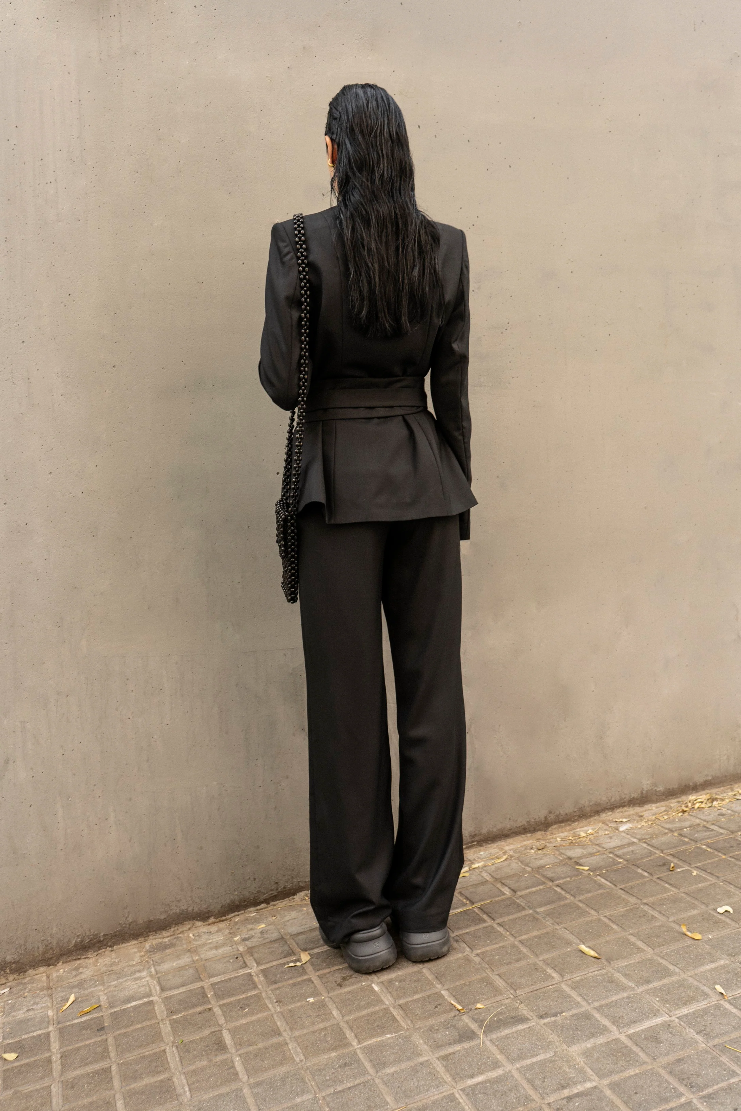 K M by L A N G E Mariupol  Wool Belt  Blazer - Black - Image 9