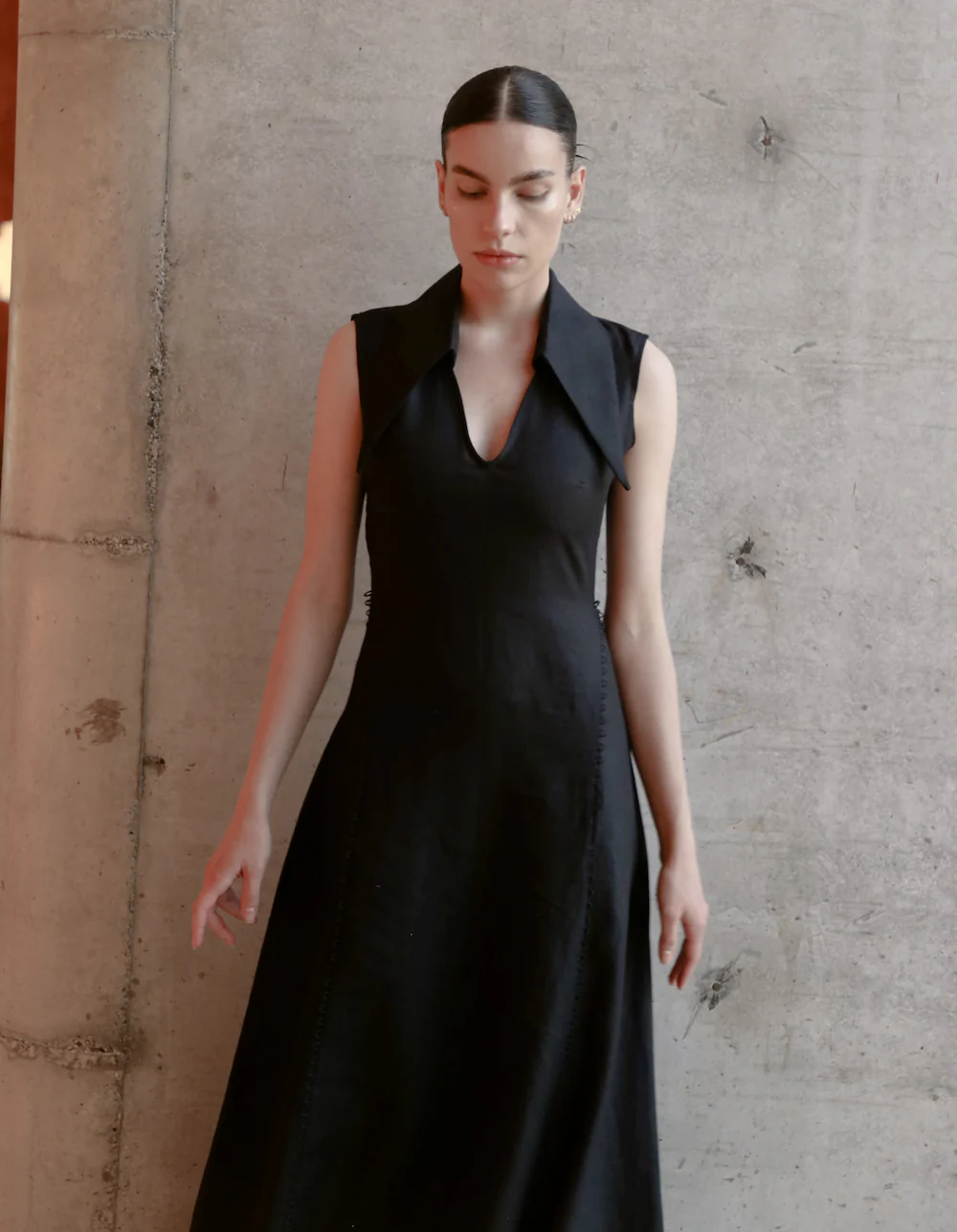 MAET AMARI Sleeveless Maxi Linen Dress - Black - Image 4