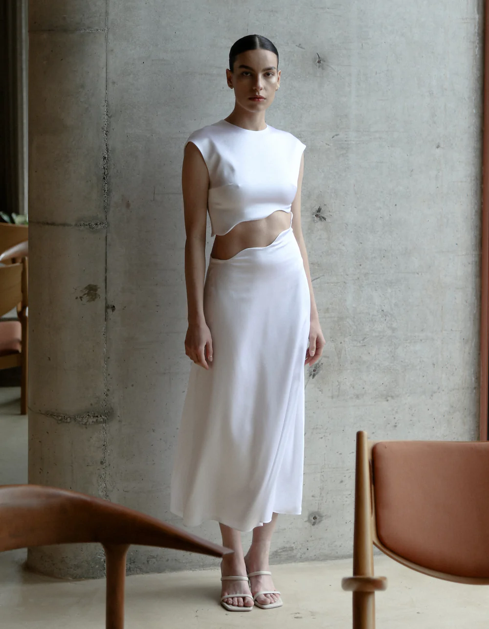 Maet Rhea Silk Skirt Set - White - Image 2