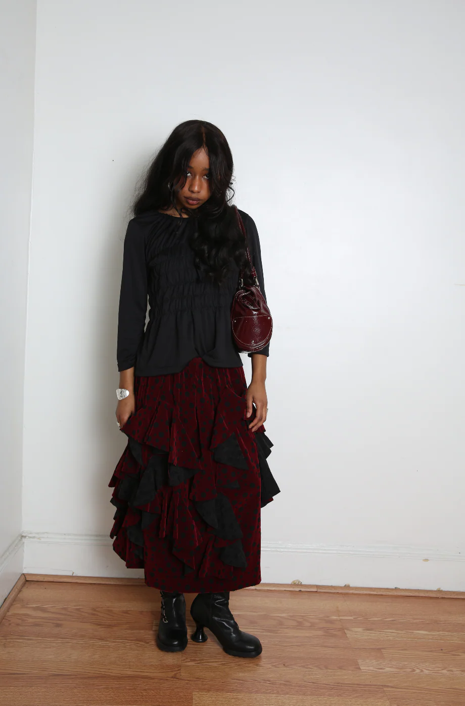 Comme des Garçons Skirt - Black/Burgundy - Image 2