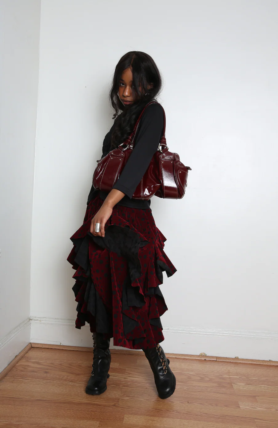 Comme des Garçons Skirt - Black/Burgundy - Image 3