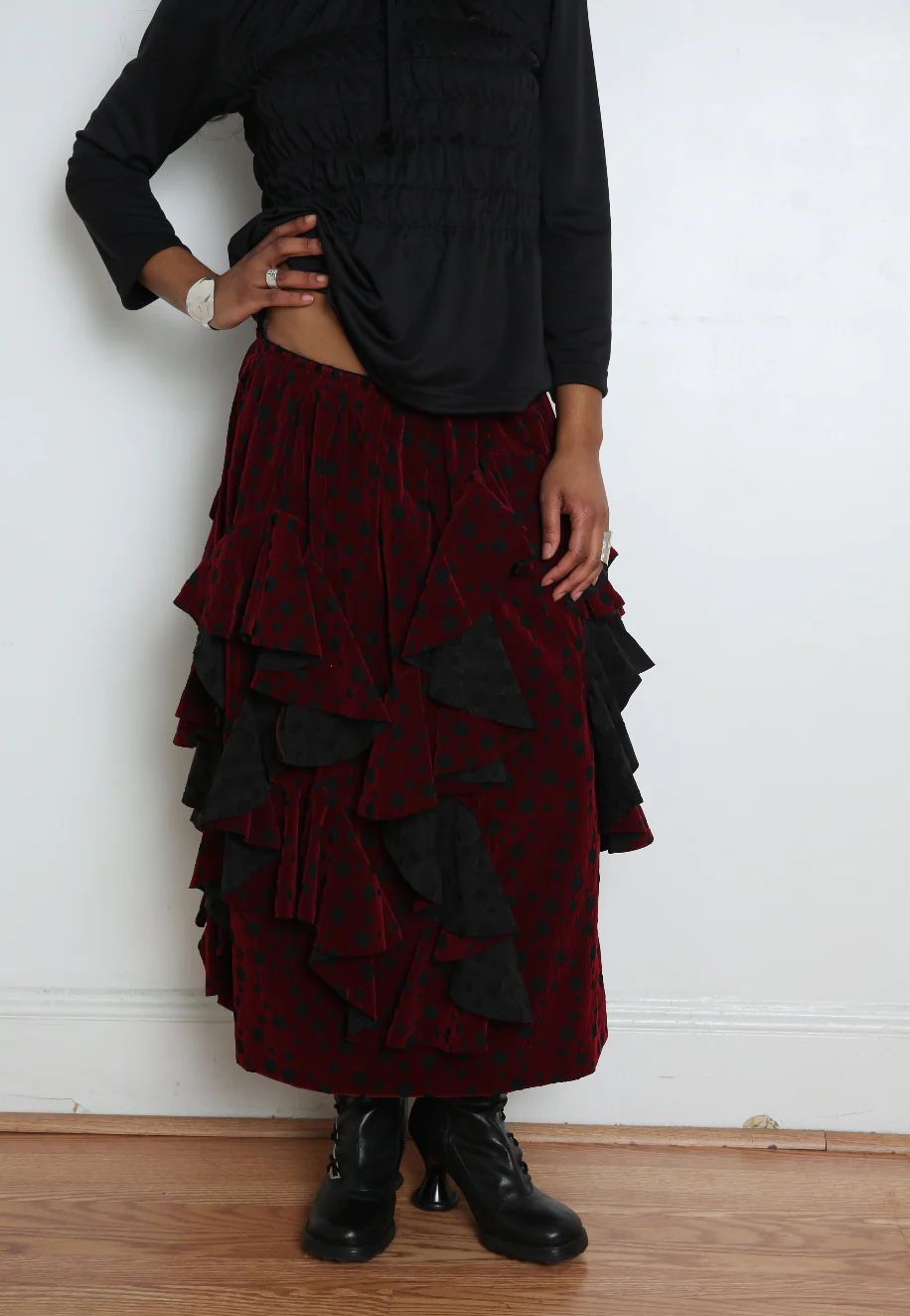 Comme des Garçons Skirt - Black/Burgundy - Image 4