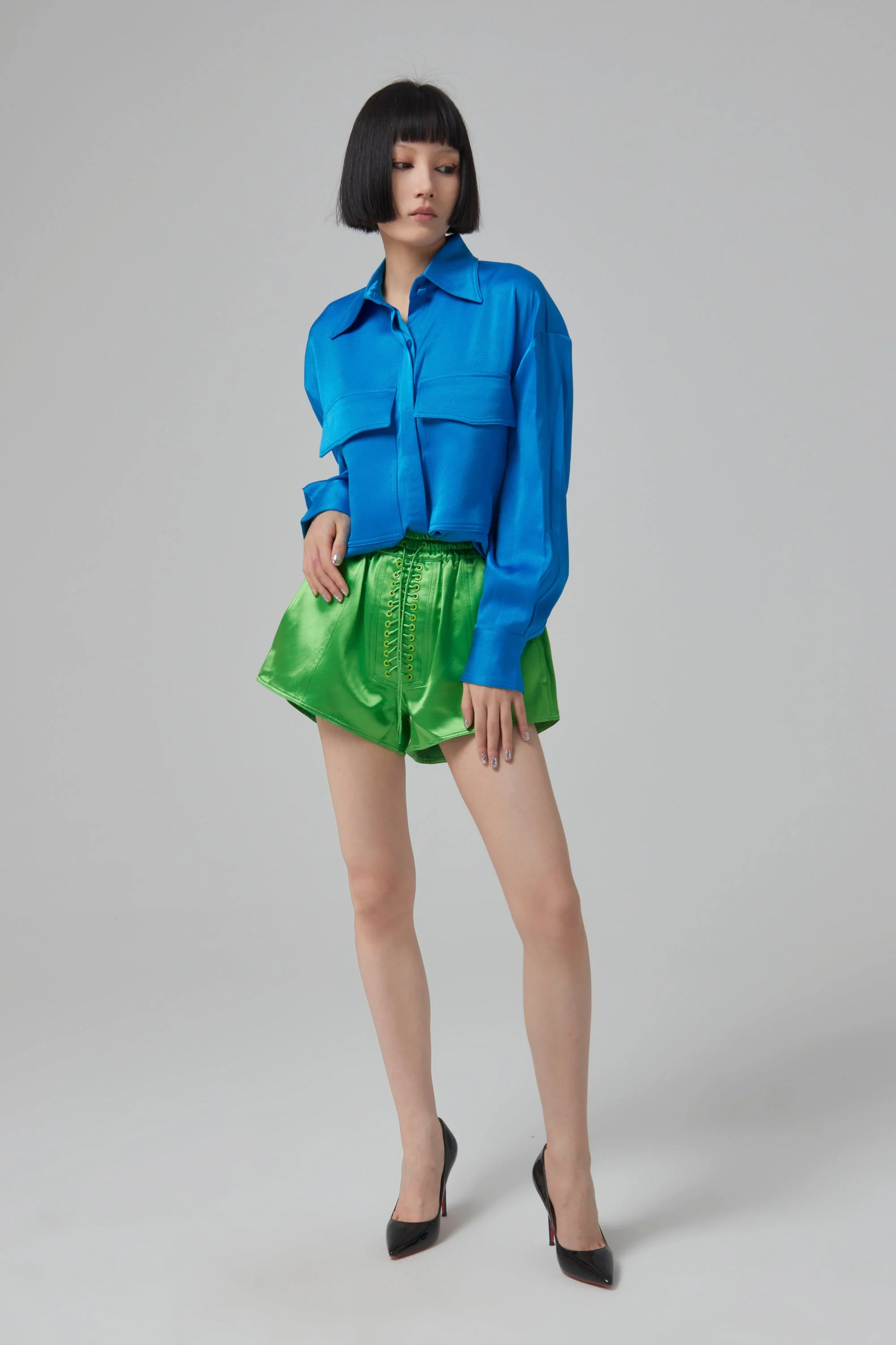 Alex Perry Beale Duchess Satin Eyelet Shorts - Image 2