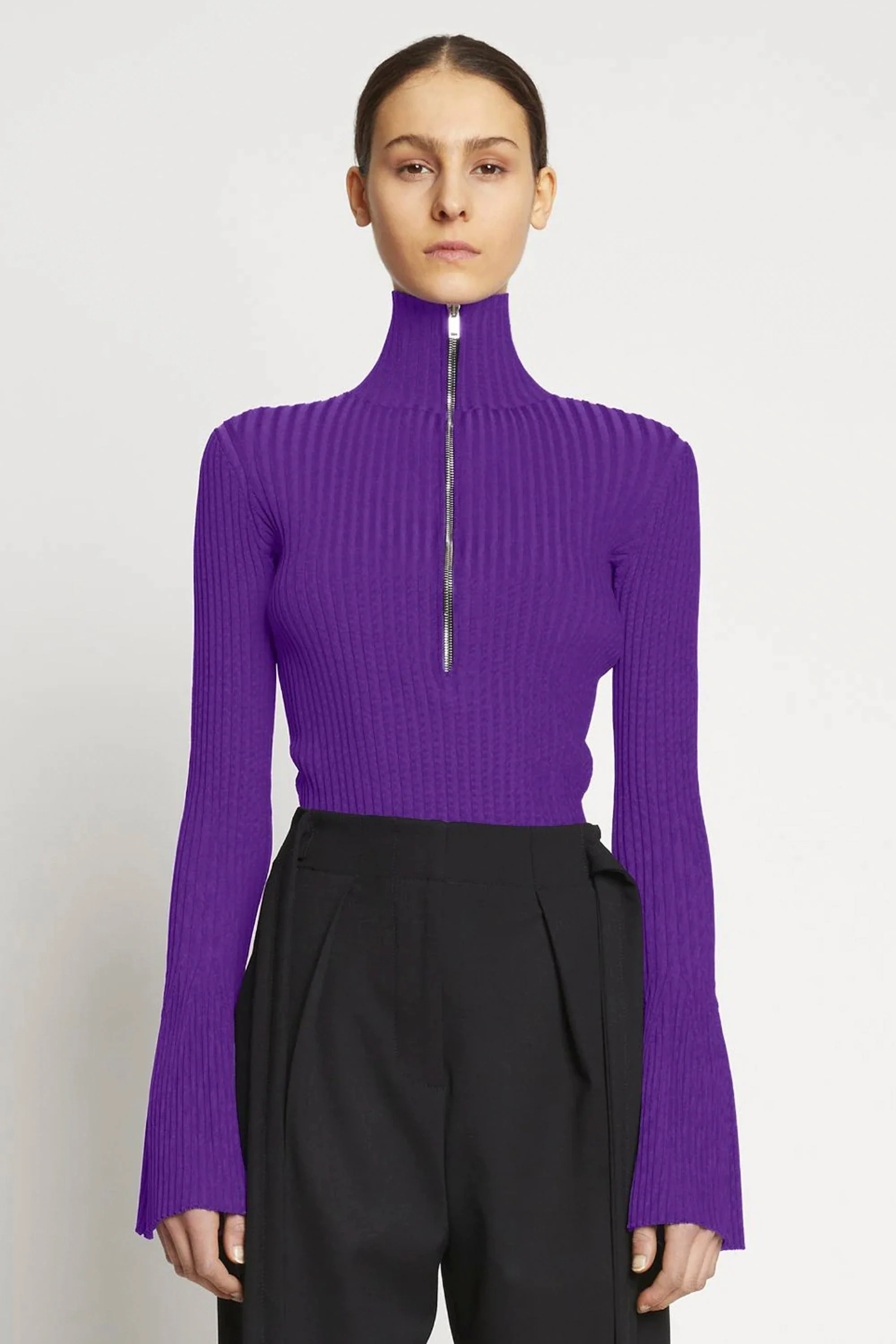 Viscose Rib Zip Sweater - Image 7