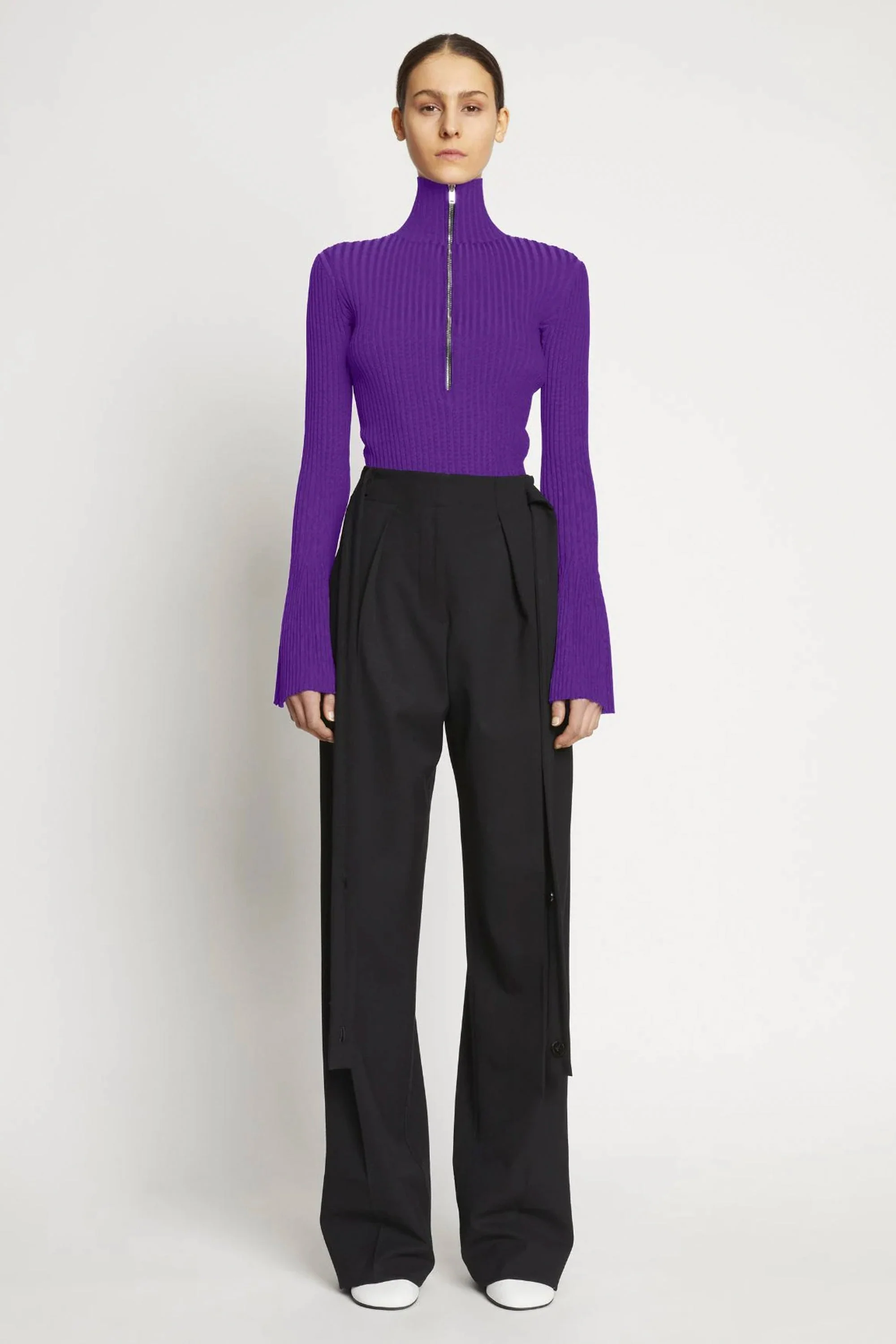 Viscose Rib Zip Sweater - Image 8