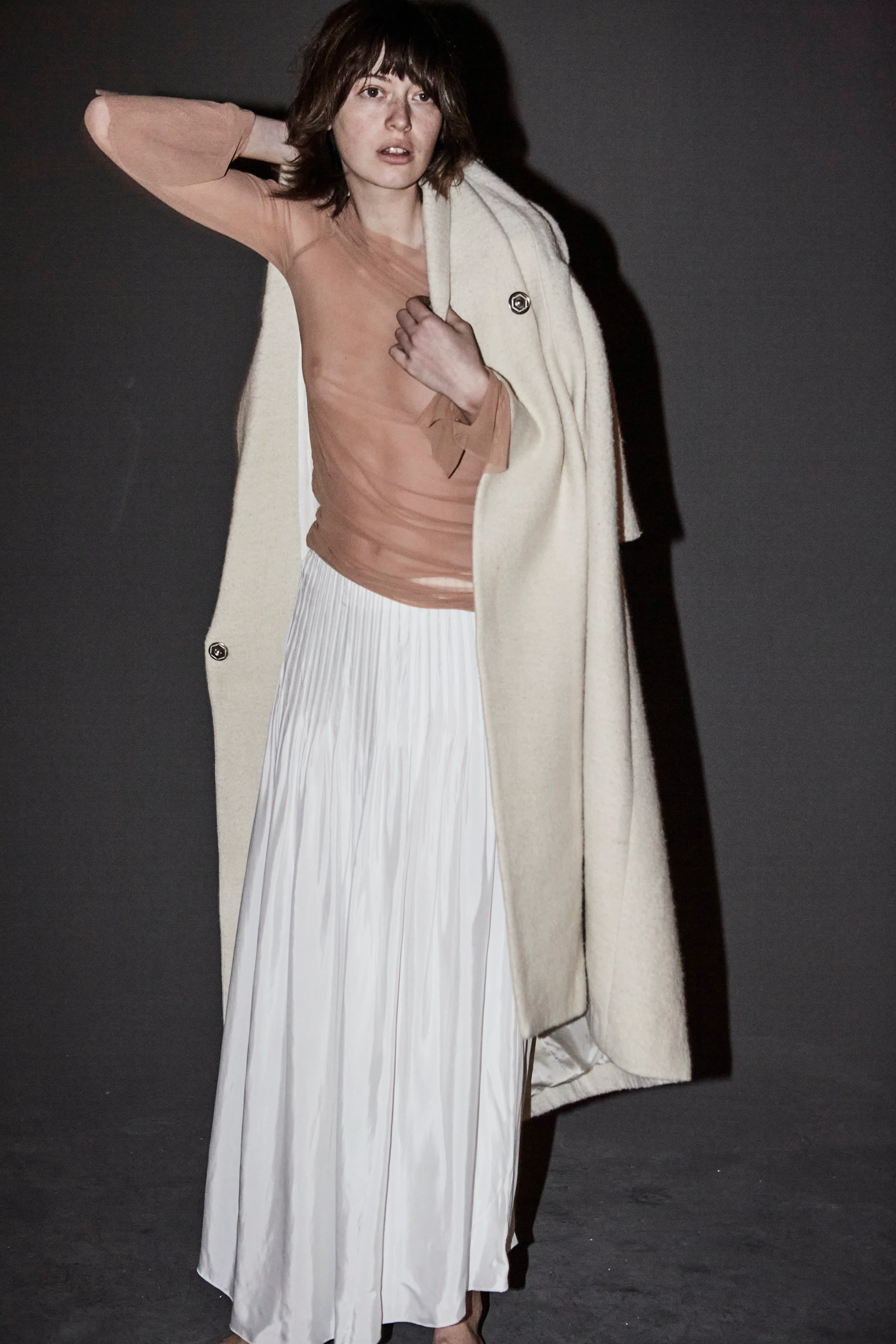 K M by L A N G E Uman Pleated Skirt - White - Image 7