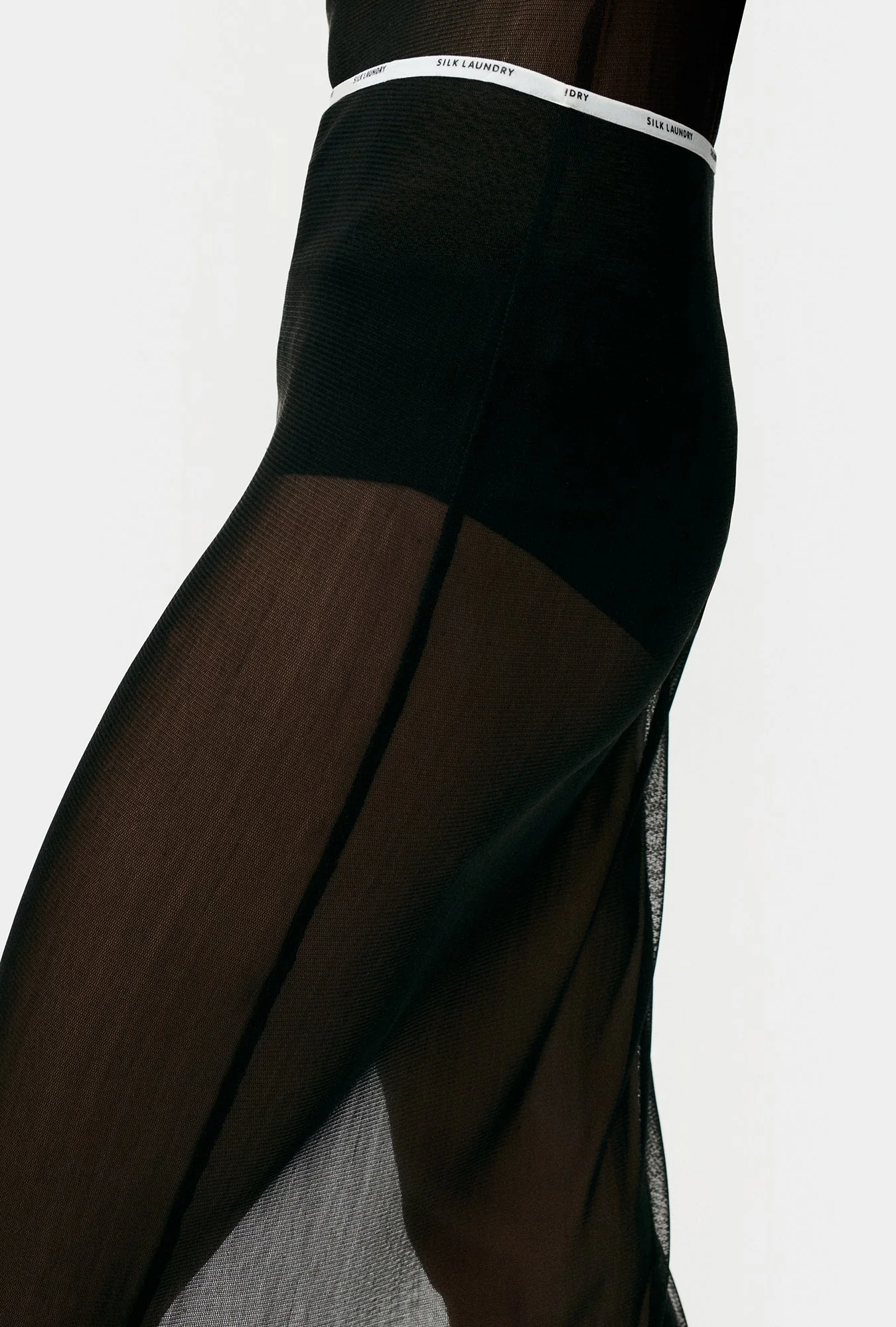 Silk Laundry Mesh Skirt - Black - Image 6