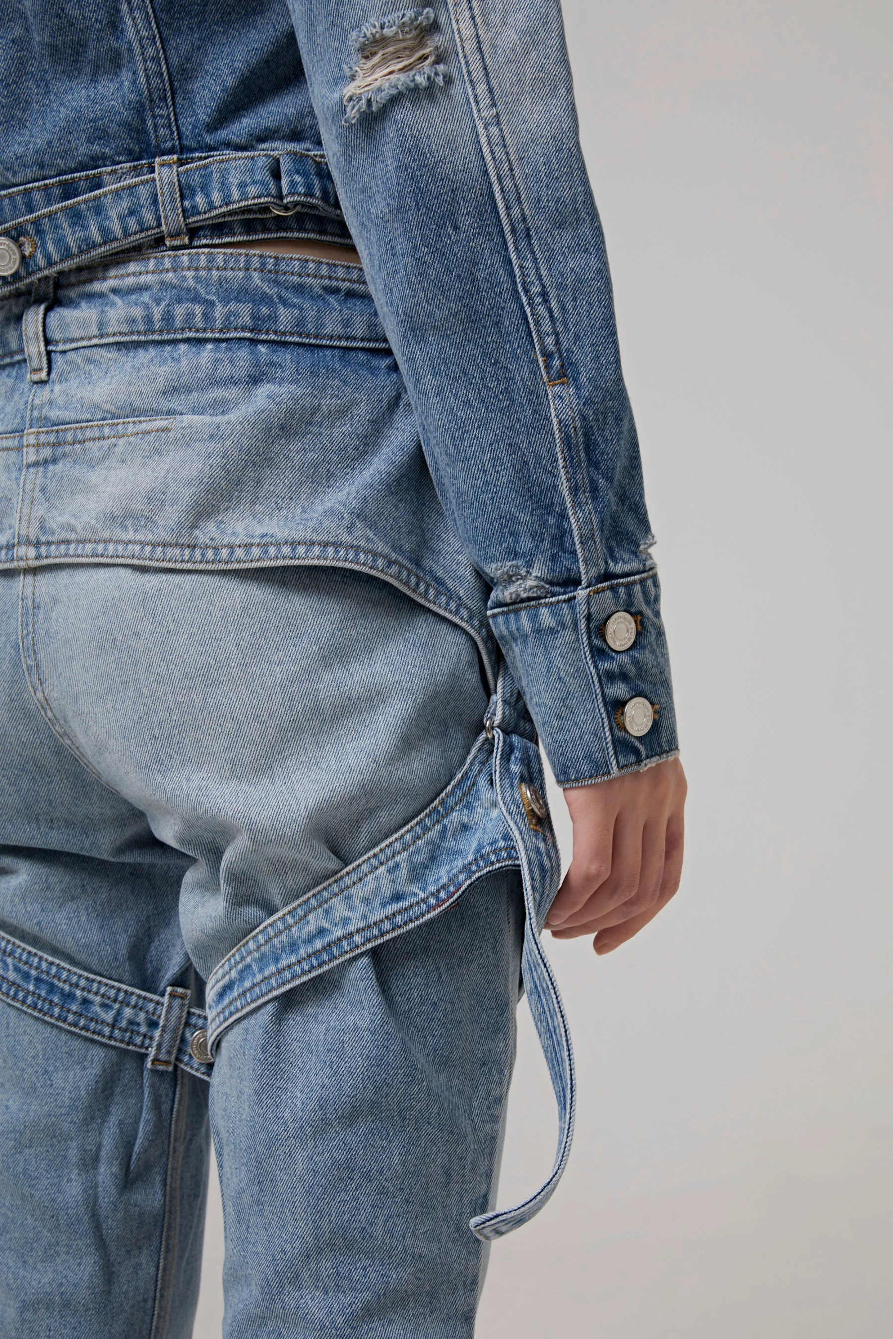 COURREGES Racer Blue Denim Pants - Light Blue Wash - Image 7