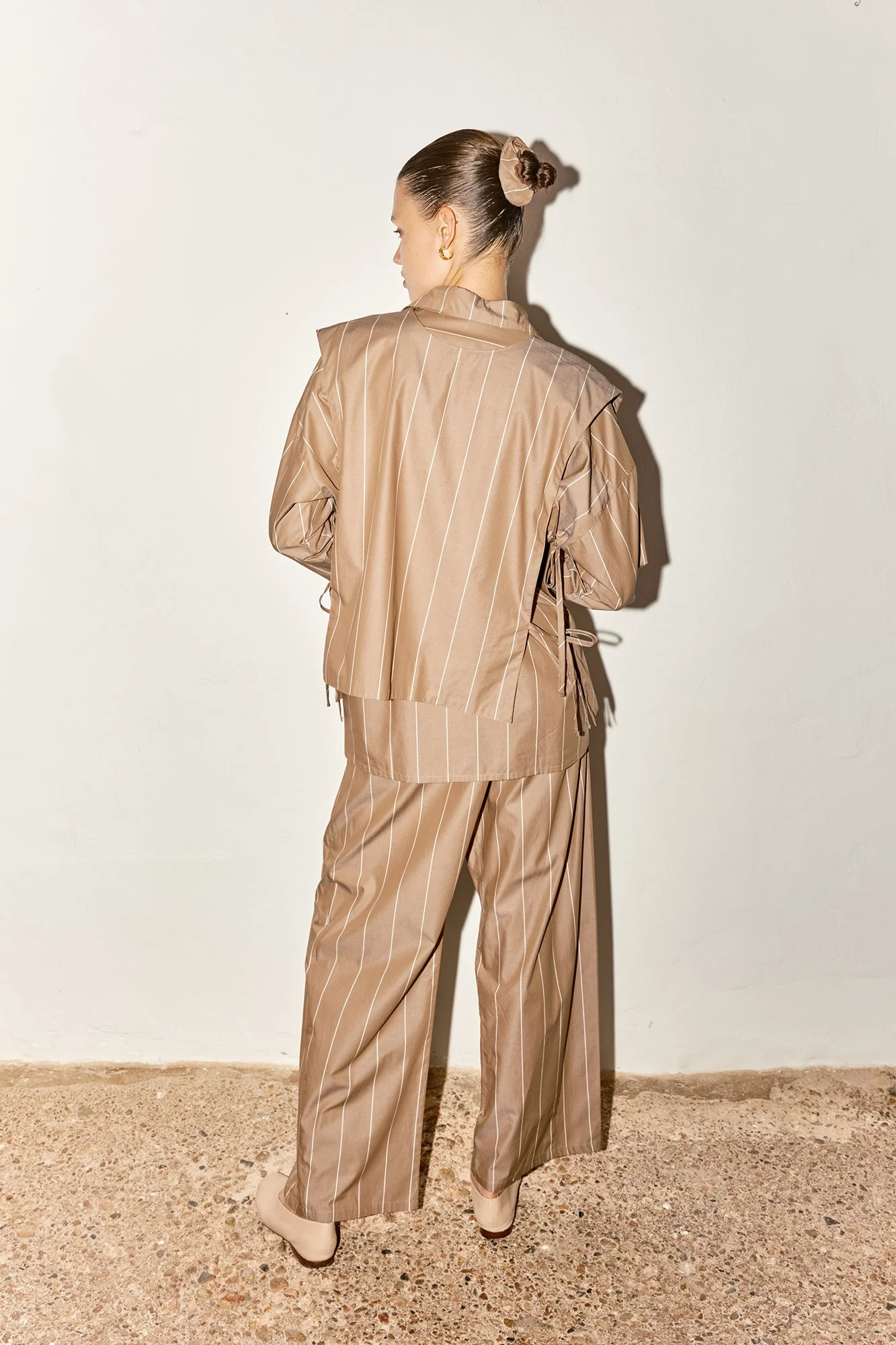 Datura Almond Striped Judo Pants - Almond Brown/Ivory Stripes - Image 3