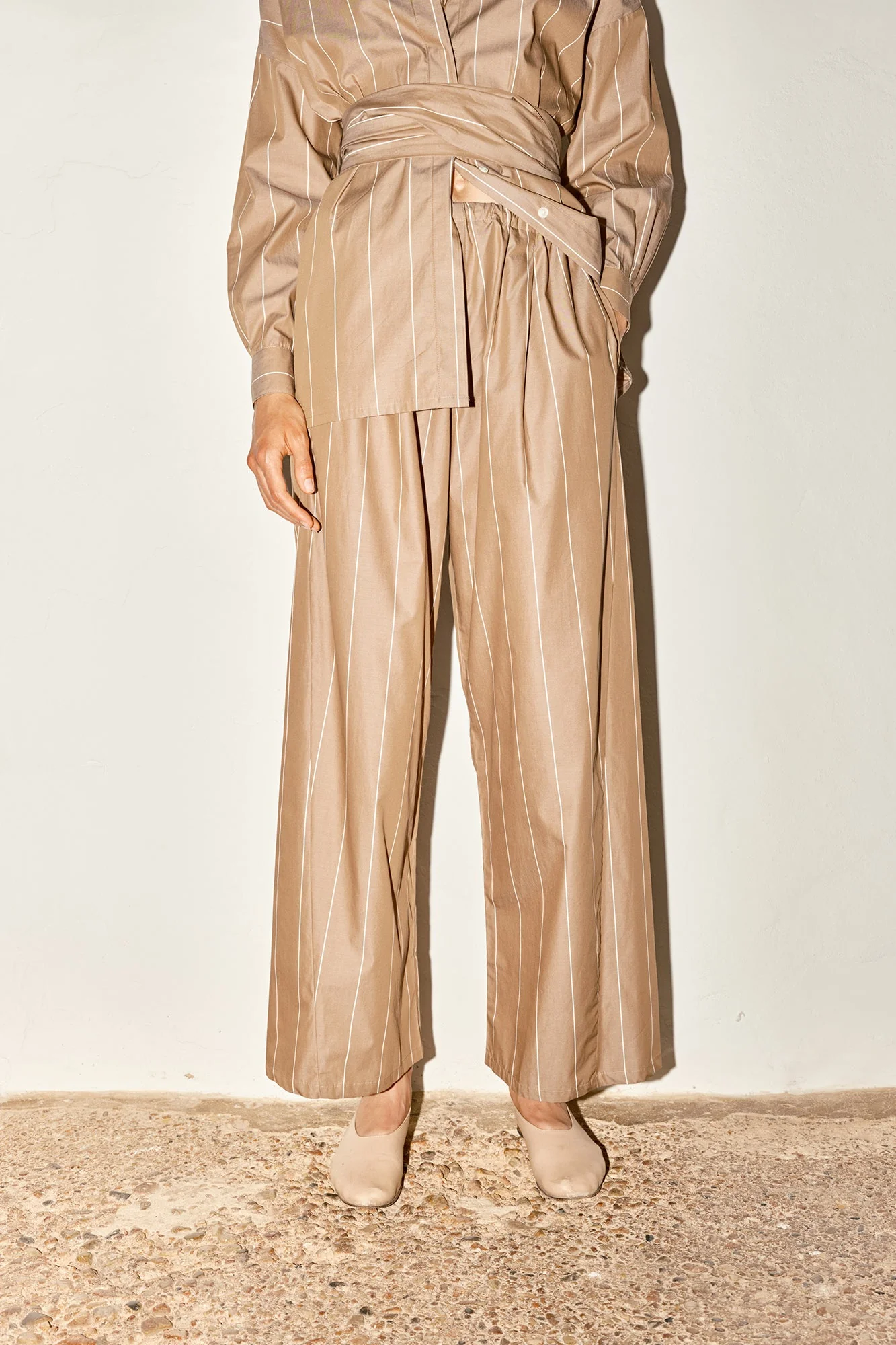 Datura Almond Striped Judo Pants - Almond Brown/Ivory Stripes - Image 6