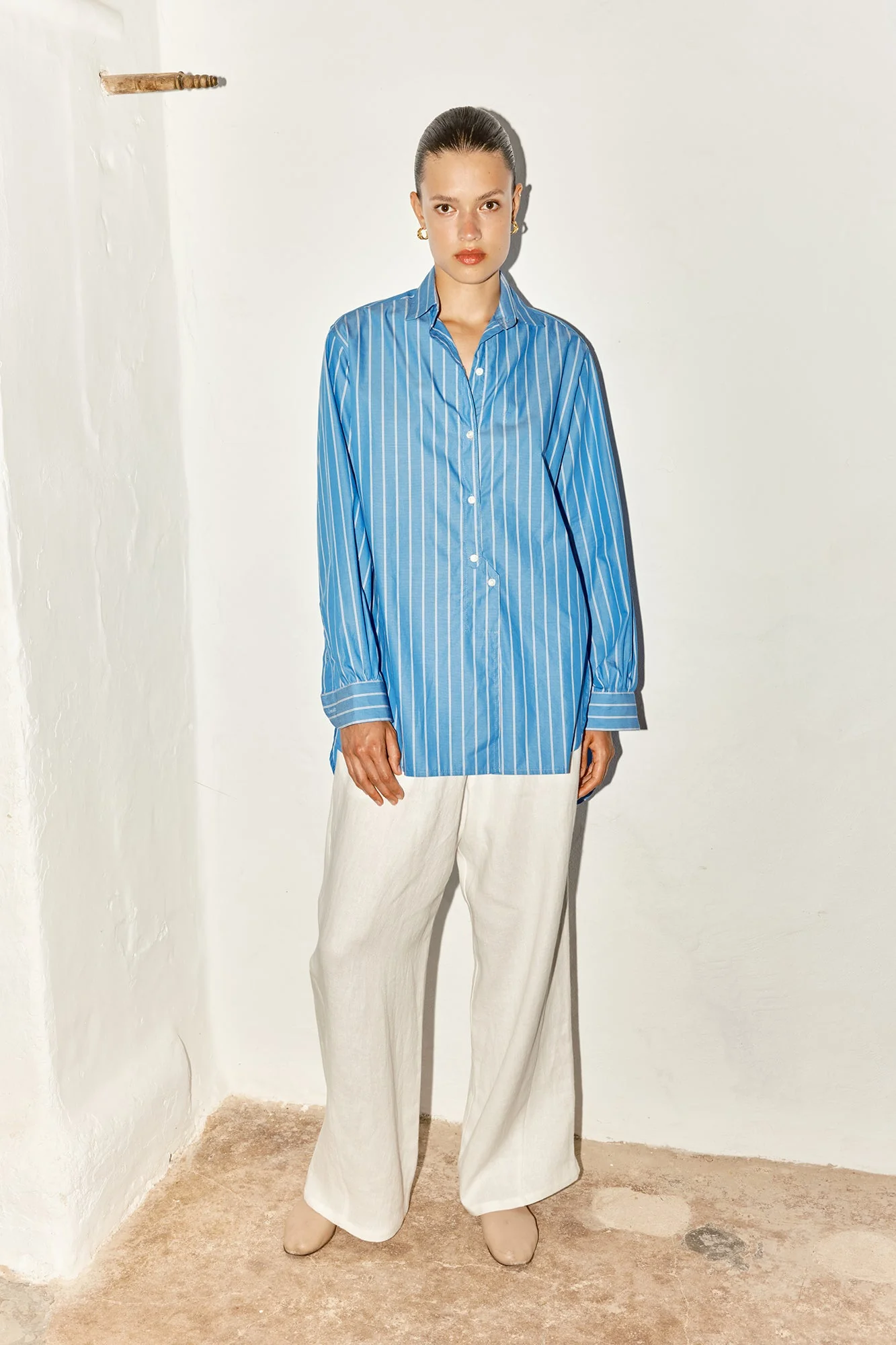 Datura Paul Shirt - Egyptian Blue Stripe - Image 2