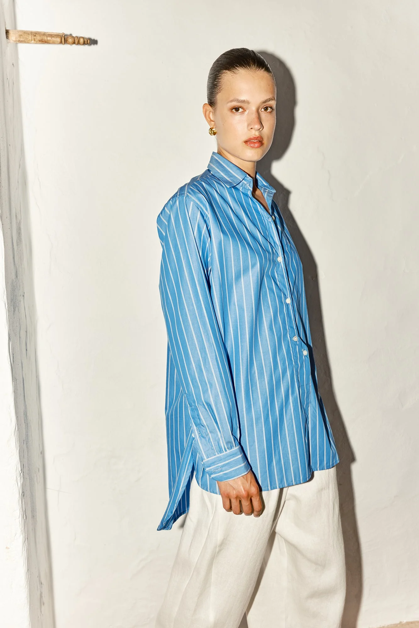 Datura Paul Shirt - Egyptian Blue Stripe - Image 4