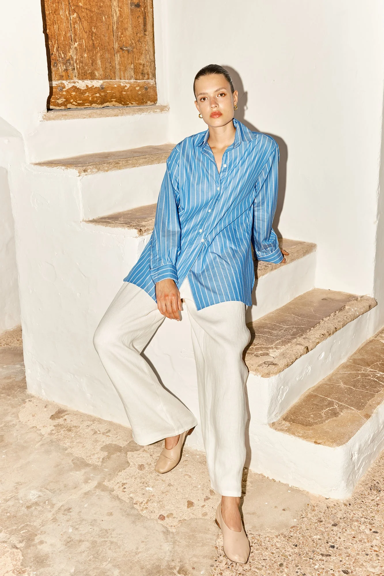 Datura Paul Shirt - Egyptian Blue Stripe - Image 5