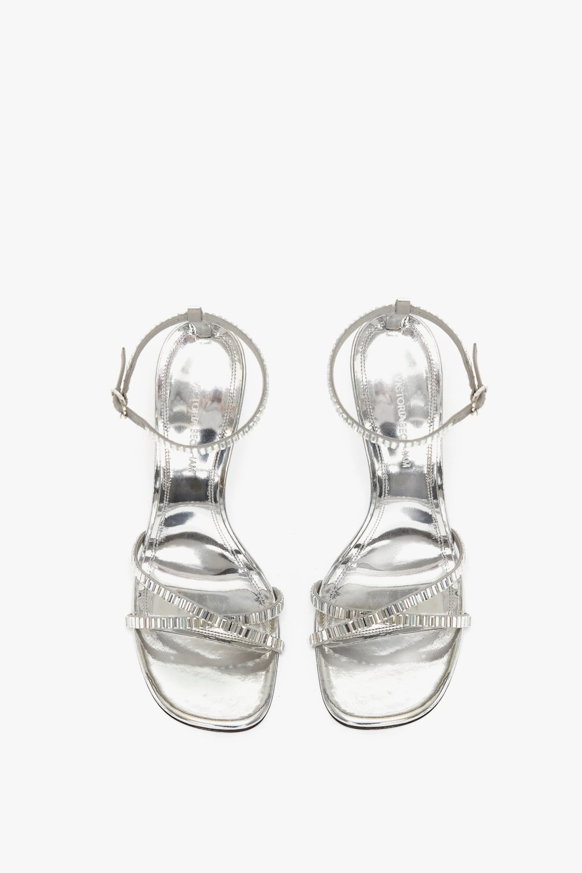 Victoria Beckham Rhinestone Sandals 90 - Silver - Image 8